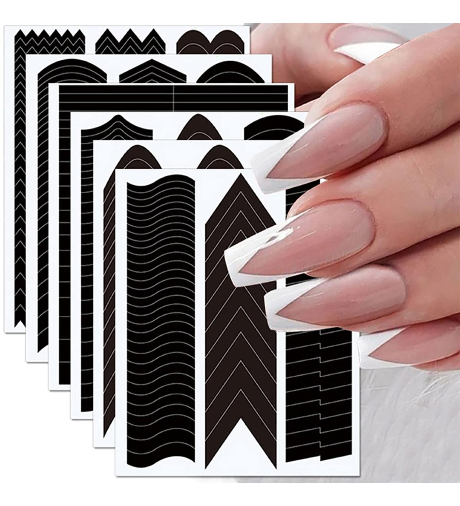 French Manicure Nail Stickers - 6 Sheets French Tip Nail Guides for DIY Nail Art - Buy Online on SooperMarket.com