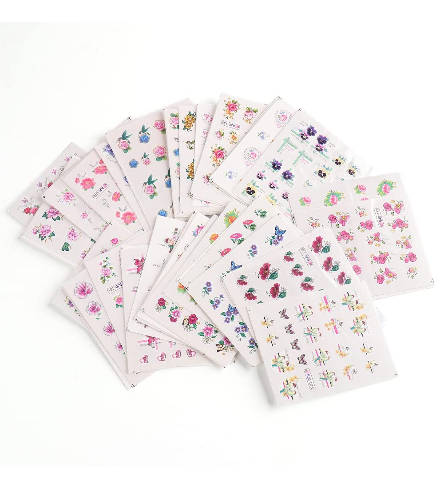 CHANGAR Flower Nail Art Stickers Decals - 55 Sheets Colorful Spring Floral Water Transfer Sticker for Manicure - Buy Online on SooperMarket.com