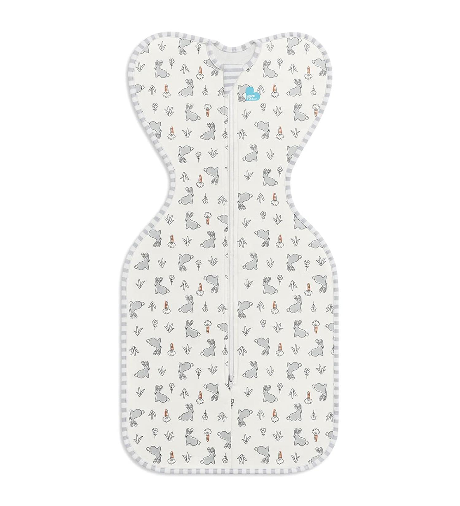 Love To Dream Swaddle UP - Bunny Bunny Newborn (2.2-3.8kg) - Ideal Fabric for Moderate Temperatures - Arms Up Position - Hip-Healthy - Twin Zipper - Easy Nappy Changes - Buy Online on SooperMarket.com