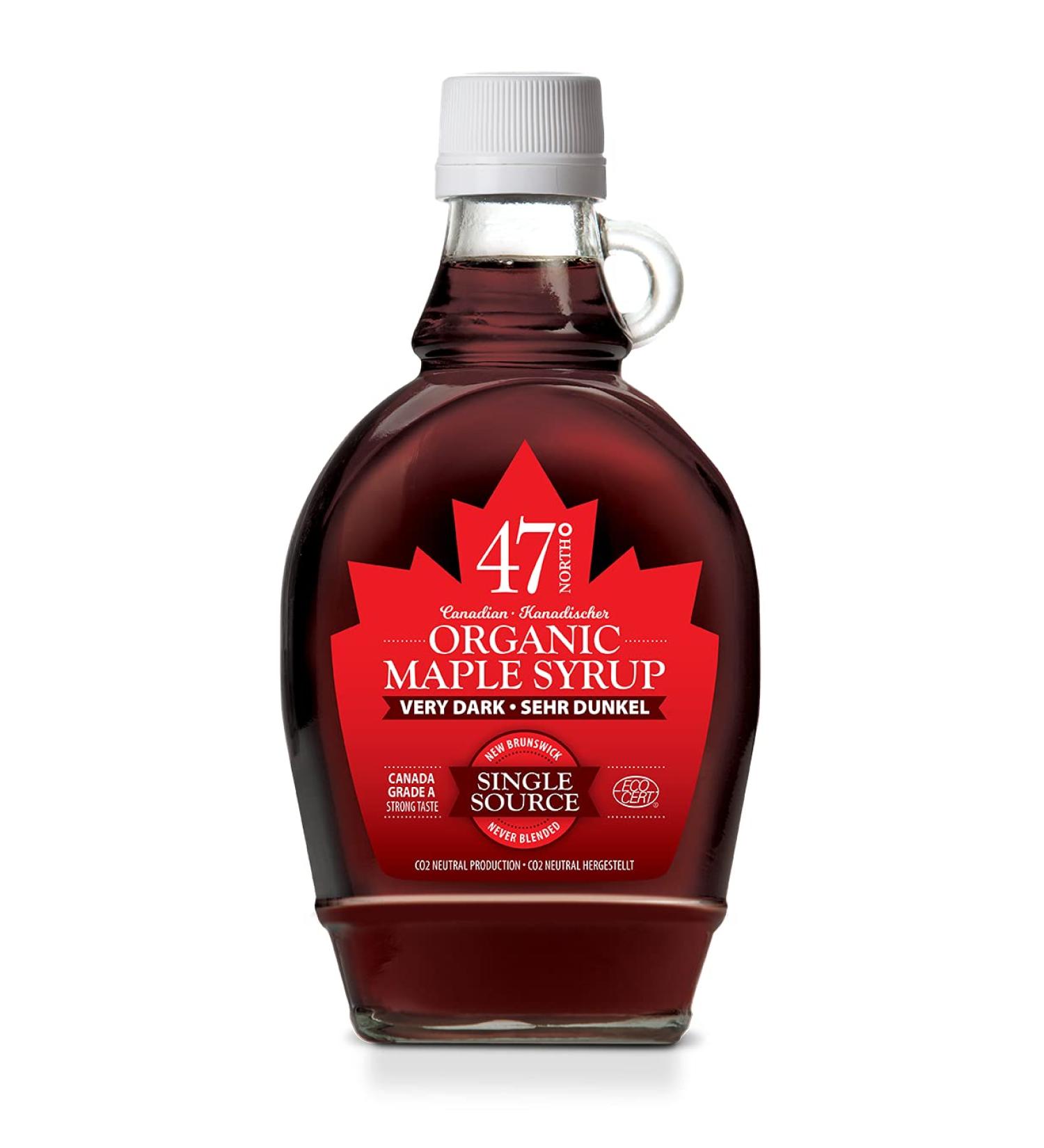 47 North Canadian Organic Single Source Maple Sryup Grade A Very Dark 250g Strong in taste and so perfect for baking glazing for hearty meat barbeque and also in the c - Buy Online on SooperMarket.com