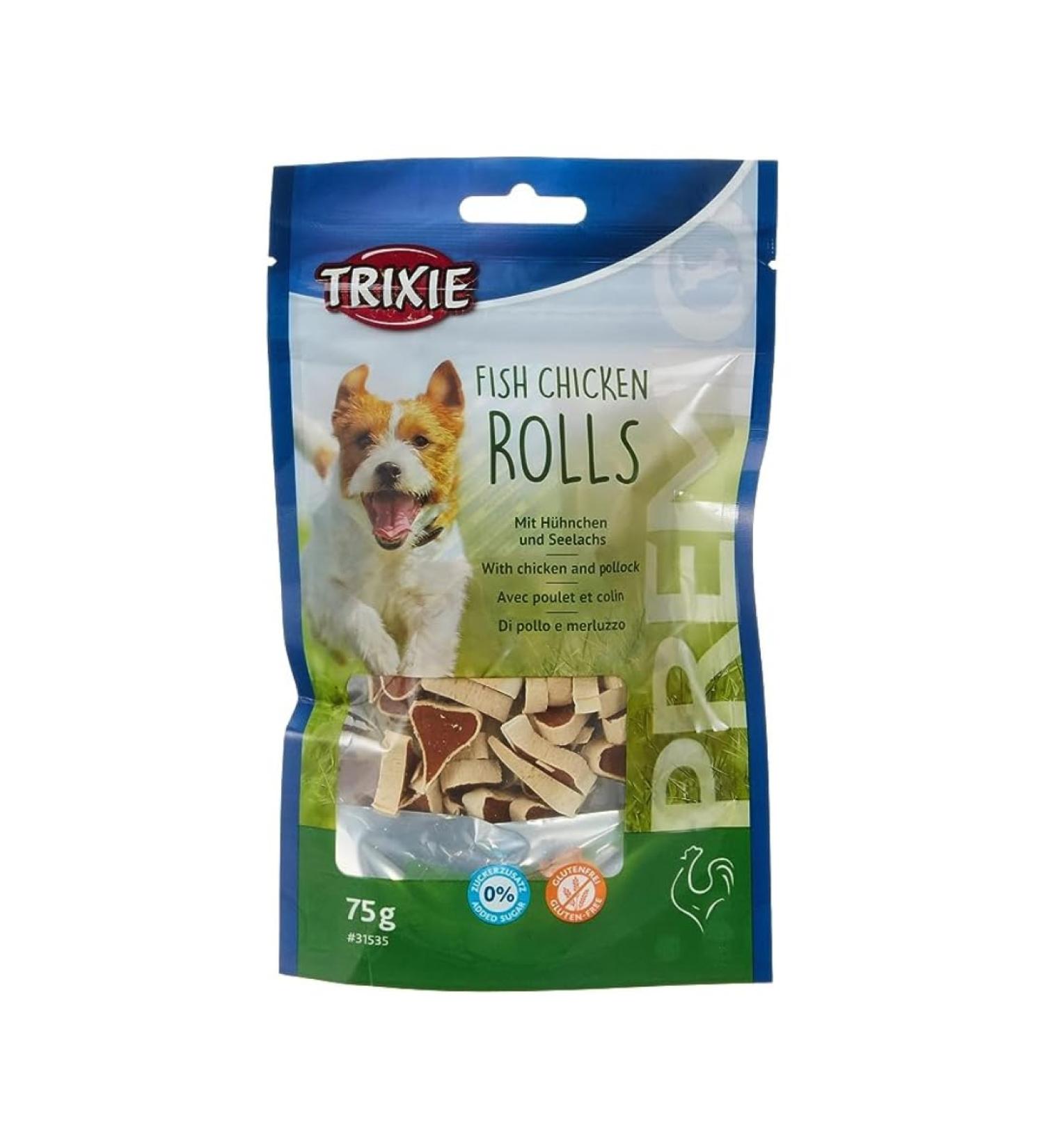 Trixie Premio Dog Chicken Rolls 75g - Gluten-Free Grain-Free Treats | Premium Training Rewards for Dogs - Buy Online on SooperMarket.com