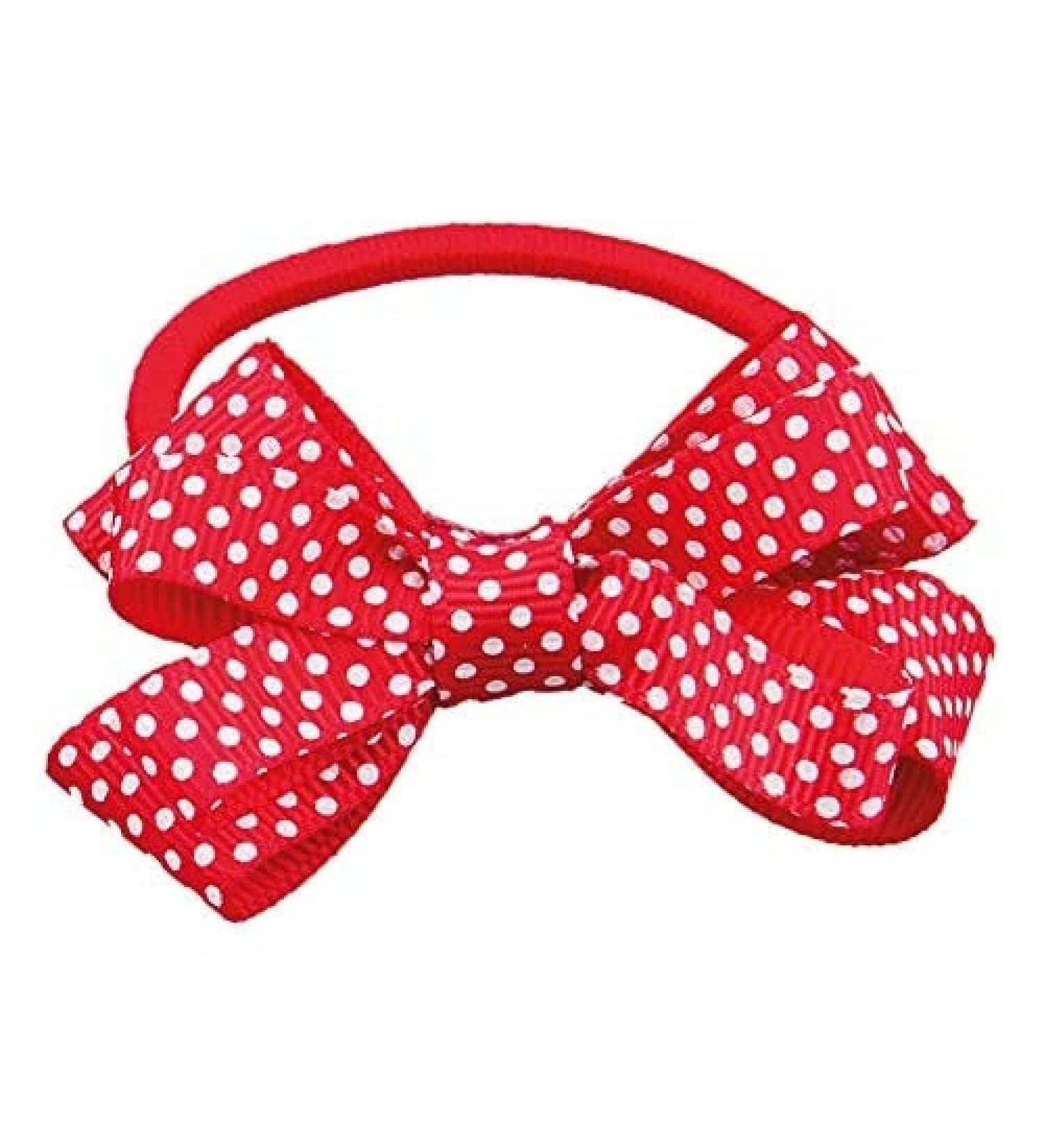 Titania hair tie bow big dots red-white 2 pieces