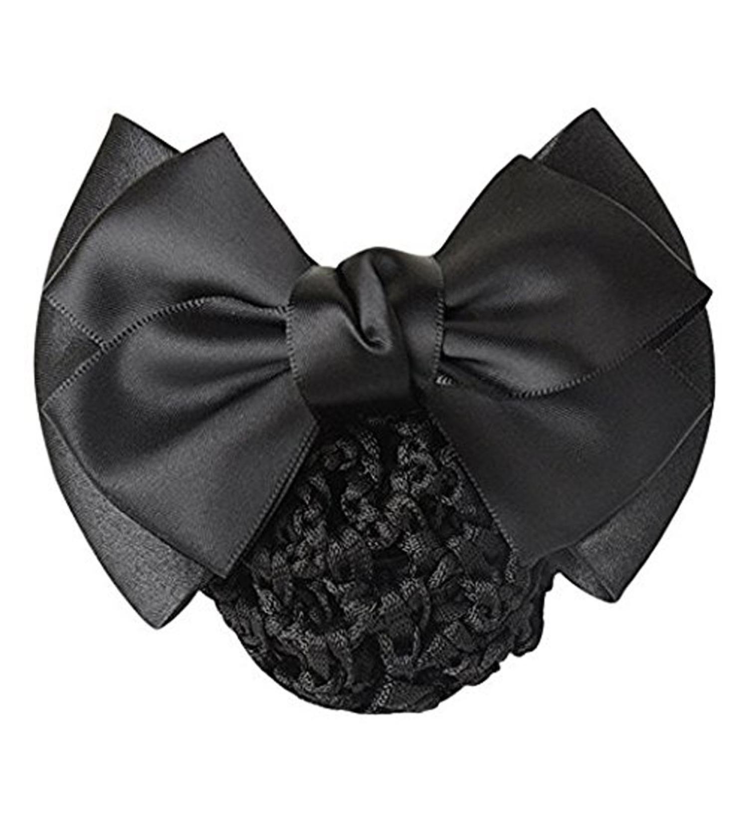 Black Bow Hair Clip with Hairnet Snood - Hair Bun Cover Barrette - Buy Online on SooperMarket.com