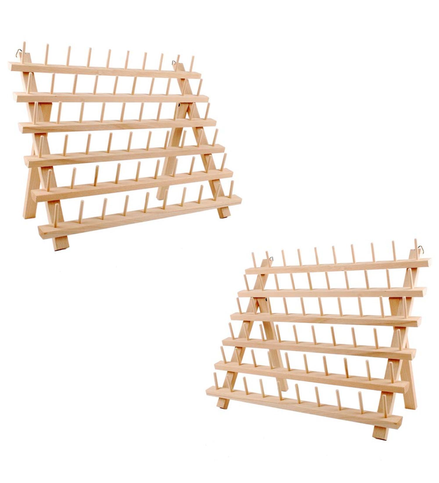 BAENRCY 2-Pack Wooden Thread Holder Sewing and Embroidery Thread Rack - 60-Spool Organizer with Hook - Buy Online on SooperMarket.com