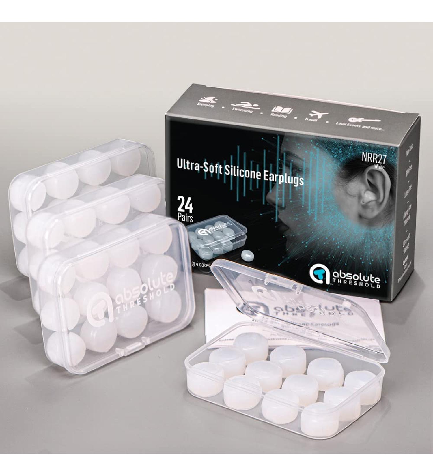 Ultra Soft Silicone Earplugs for Sleeping, Travel, Studying - 24 Pairs, Waterproof, Noise Reduction - Moldable and Snoring Relief - White, 48 Count - Buy Online on SooperMarket.com
