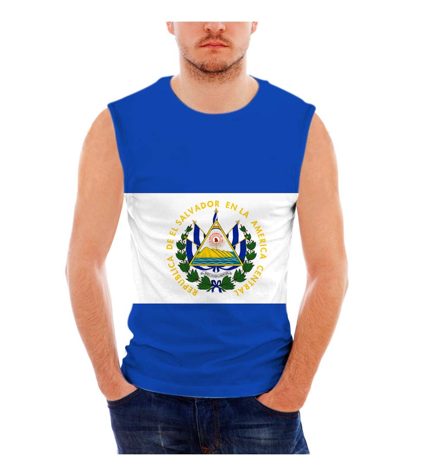 CHINEIN El Salvador Flag Tank Top for Men - Small White Jersey Casual Shirt - Buy Online on SooperMarket.com