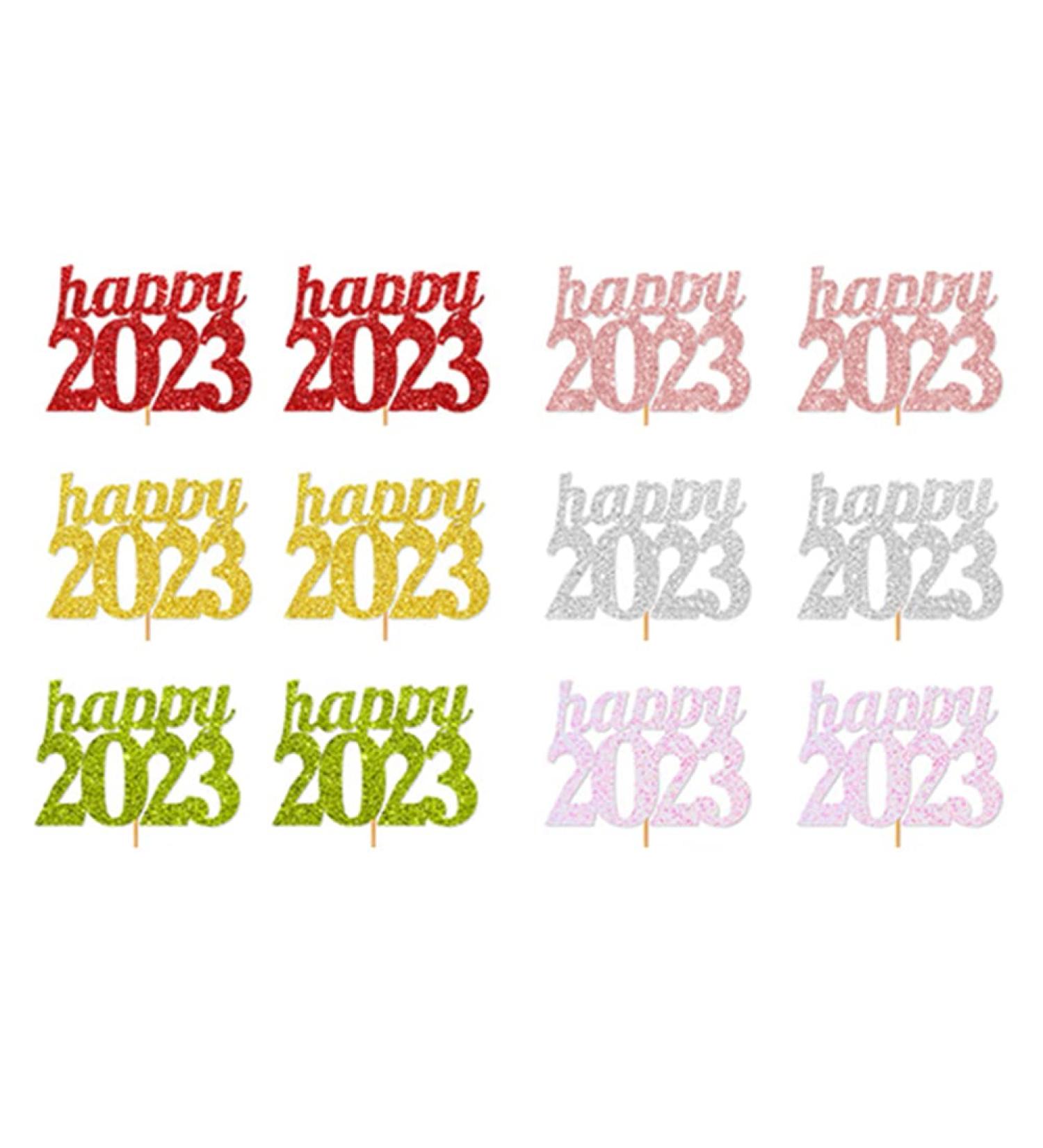12Pcs 2023 Happy New Year Cupcake Toppers Colors Cupcake topper Cheers to 2023 Cake Picks for New Year Eve Party Supplies 1 One Color - Buy Online on SooperMarket.com