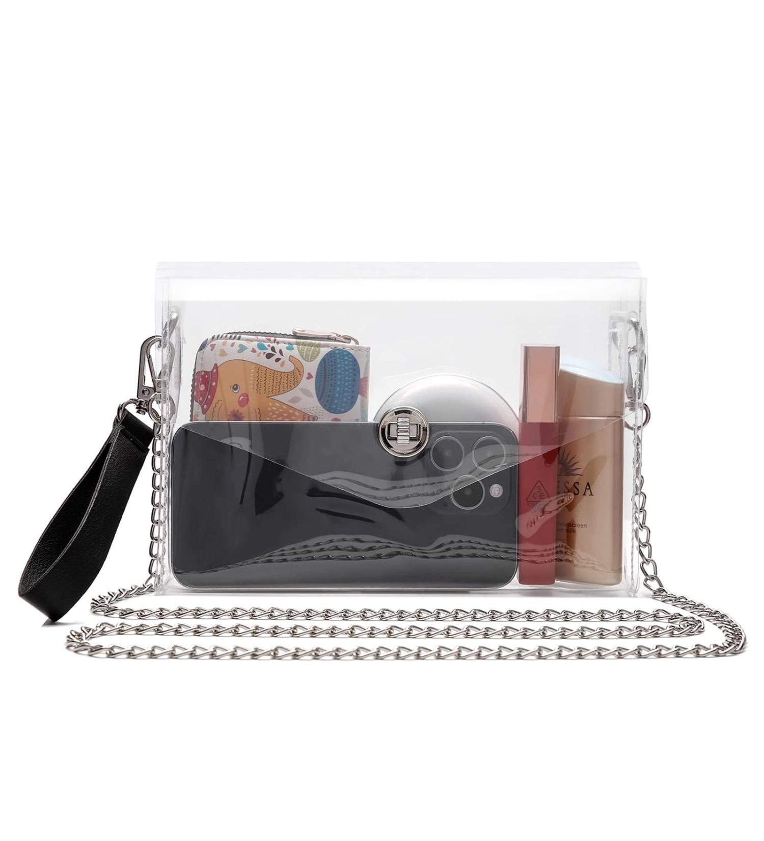 Moetyang Transparent Wallet | Stylish Mini Shoulder Bag for Women | Cute Clutch for Stadium & Fashion | Silver - Buy Online on SooperMarket.com