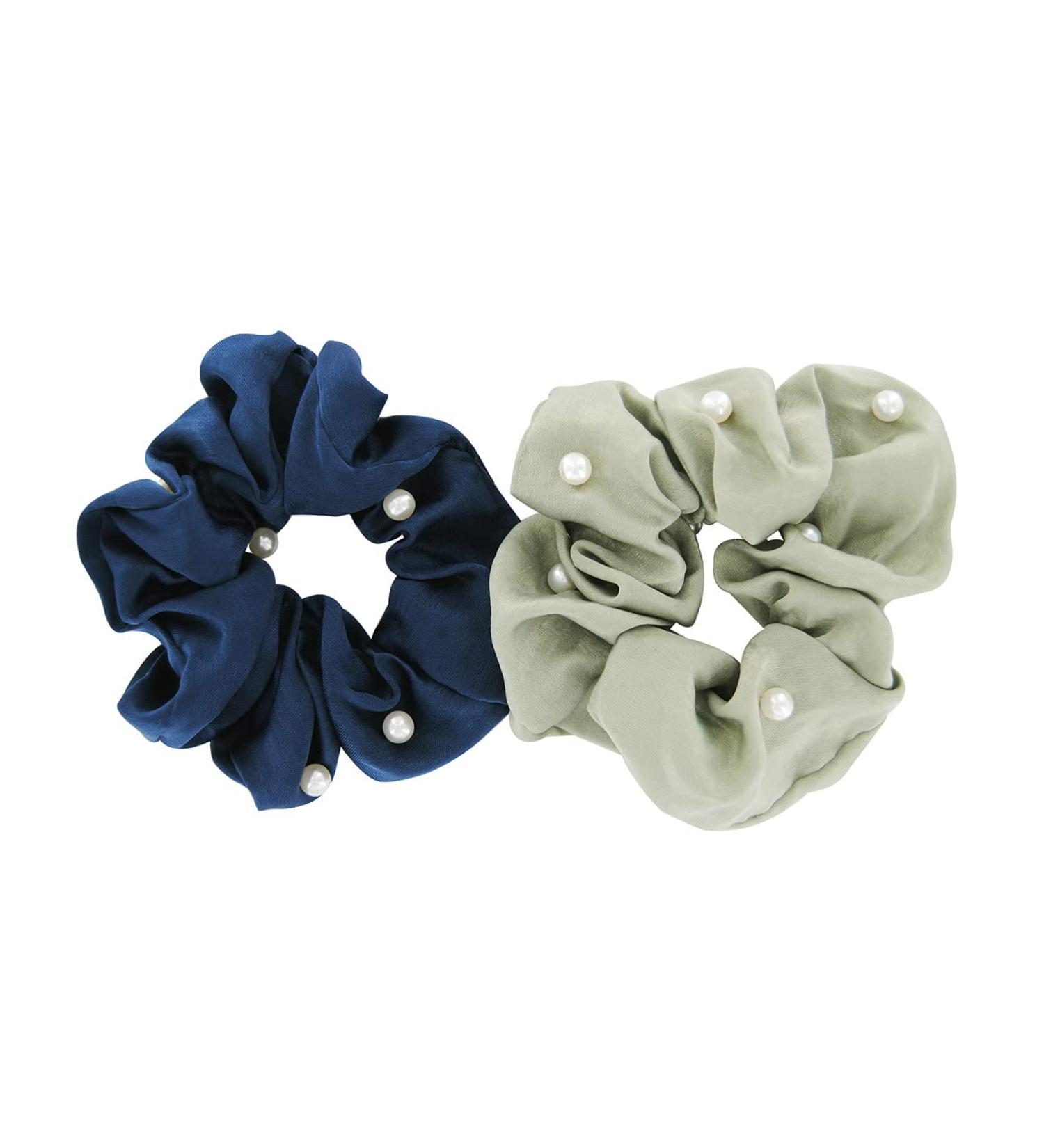 Axy XXL Scrunchie Hair tie with pearl set - 2x fabric hair tie braid braid braiding rubber hair part hair band scrunch pack (set 15)