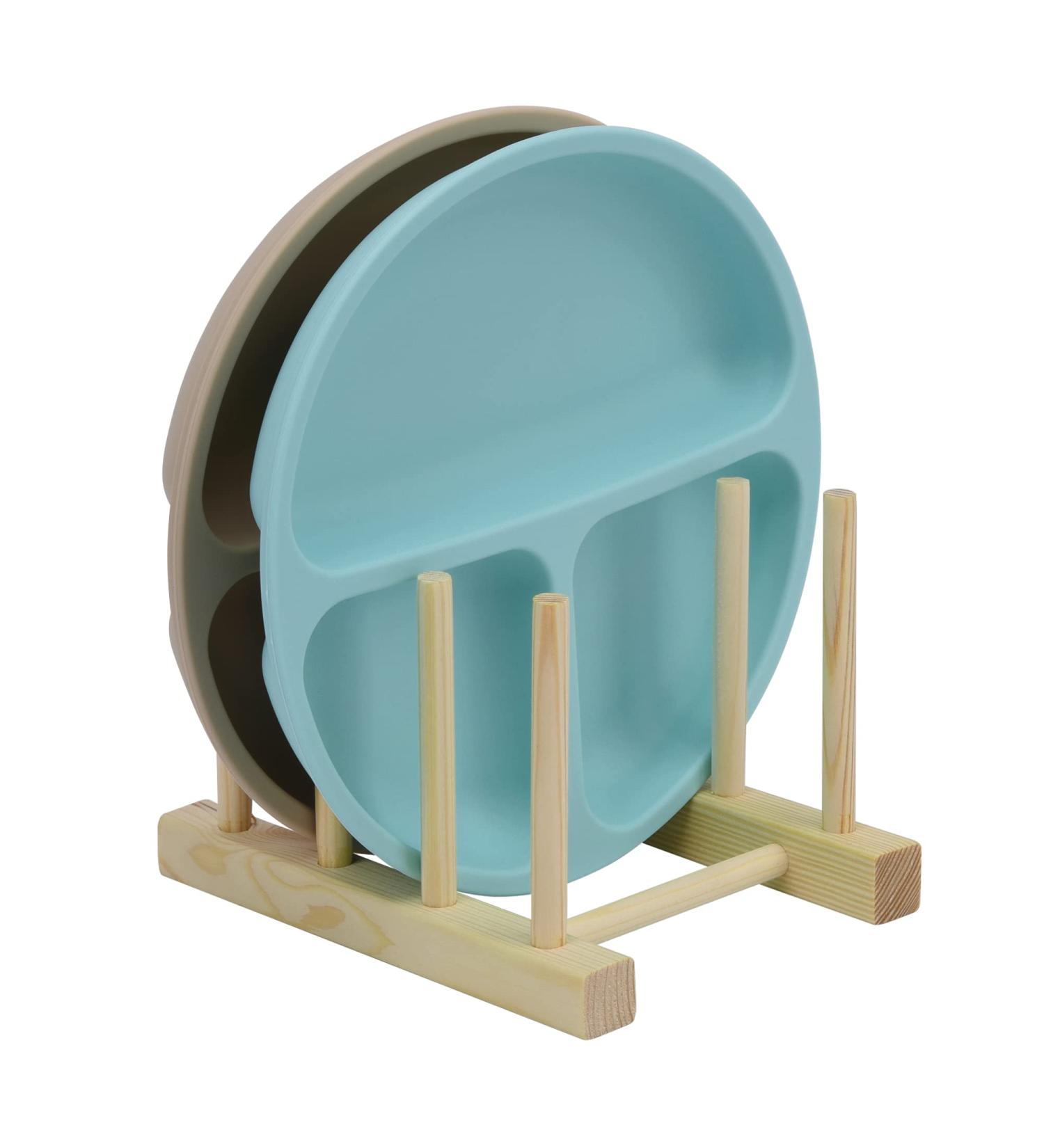 ChengFu Bamboo Baby Plate Holder | Kitchen Cabinet Organizer for Baby Dishes and Utensils - Buy Online on SooperMarket.com