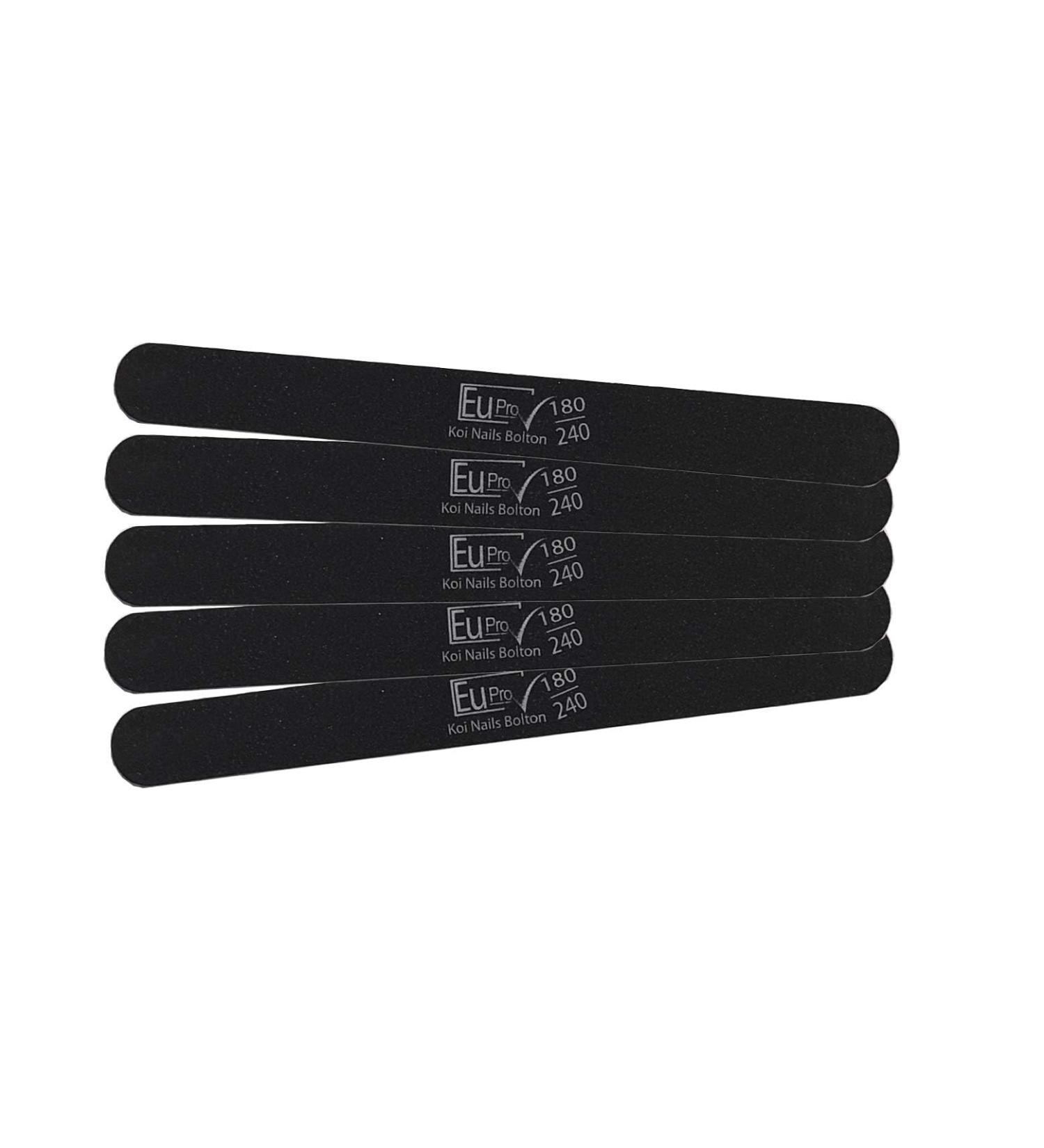 Fine Nail File 180/240 Salon Grade Manicure Black emery board (5X files)
