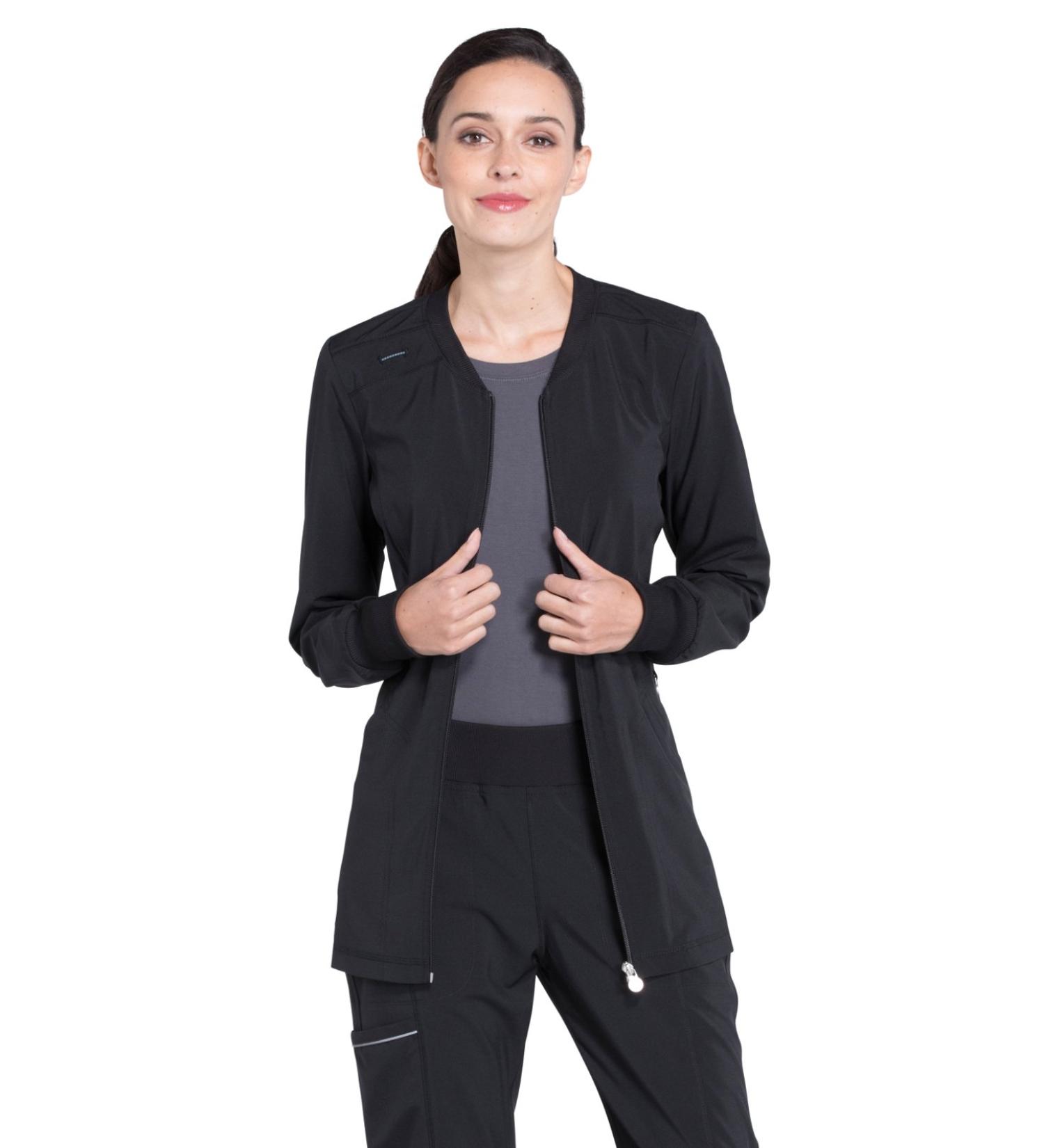 Cherokee Infinity CK370A XL Black Zip Front Women's Scrub Jacket | 4-Way Stretch, Lightweight, Superior Performance & Comfort - Buy Online on SooperMarket.com