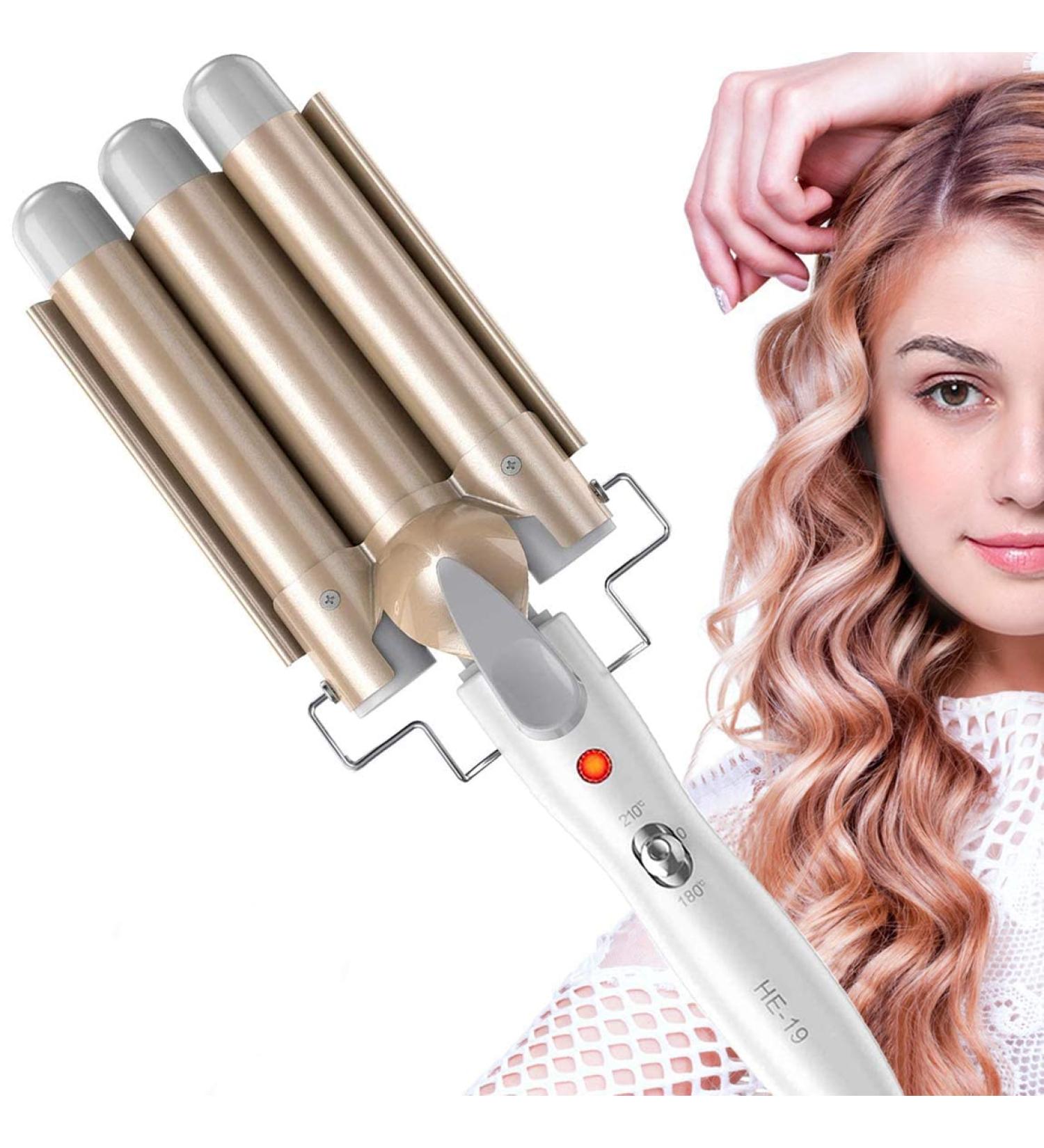 3 Barrels Wave Iron - 25mm Curling Iron with Adjustable Temperature | Fast Heating Styling Tool for All Hair Types - Buy Online on SooperMarket.com