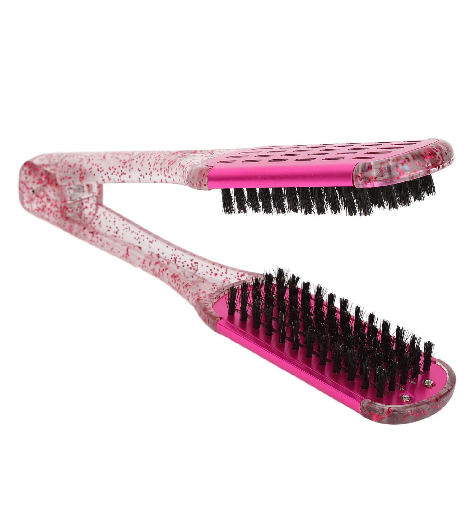 Buy Hair Straightening Splint Comb for Women | Double-Sided Clamp Brush | High-Temperature Resistant Tool for Home Salon | Rose Red Color - Buy Online on SooperMarket.com