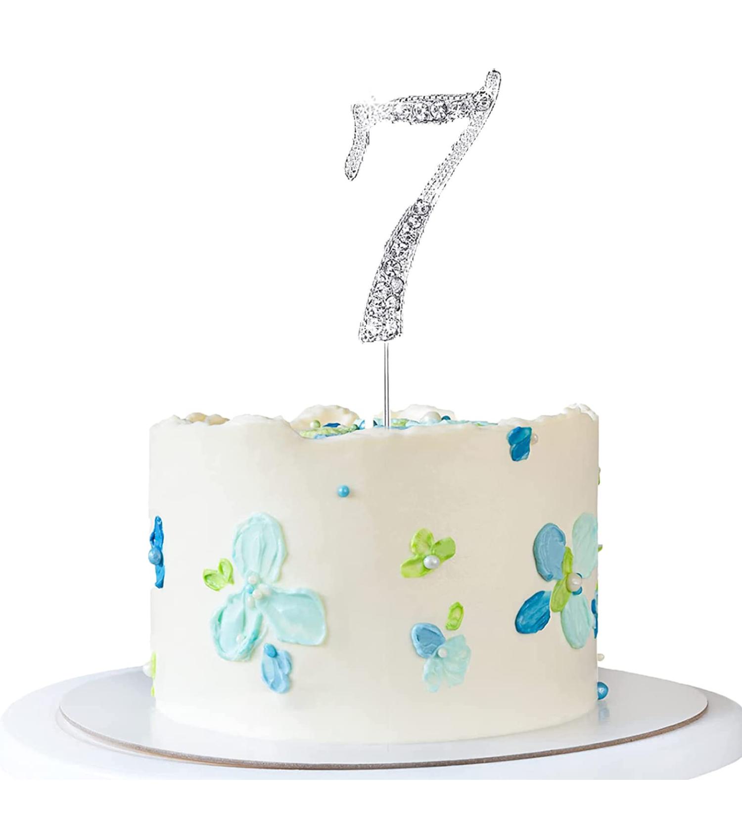 Happy Birthday Cake Topper - Silver Rhinestone Decoration | International Shipping - Buy Online on SooperMarket.com