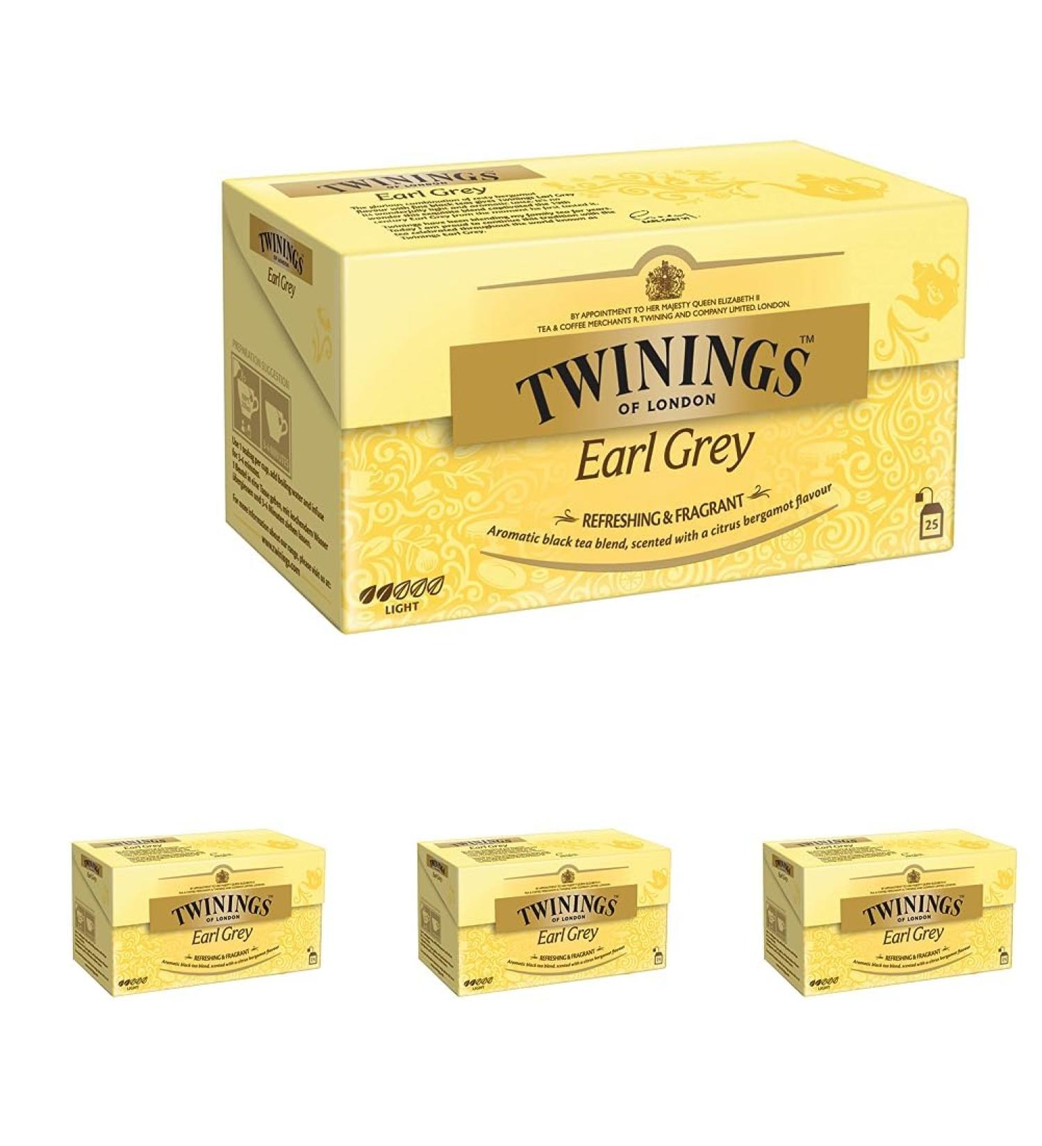 Buy Twinings Earl Grey Black Tea Bergamot Infused Tea Bags Refreshing Flavour 25 Bags (4-Pack) - International Shipping Available - Buy Online on SooperMarket.com
