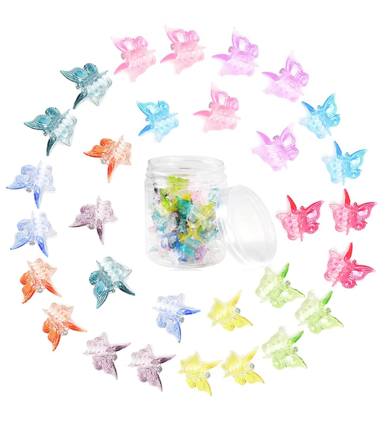 50 Pcs Plastic Mini Butterfly Hair Clips in Assorted Gradient Colors - Cute Hair Accessories for Women & Girls - Buy Online on SooperMarket.com