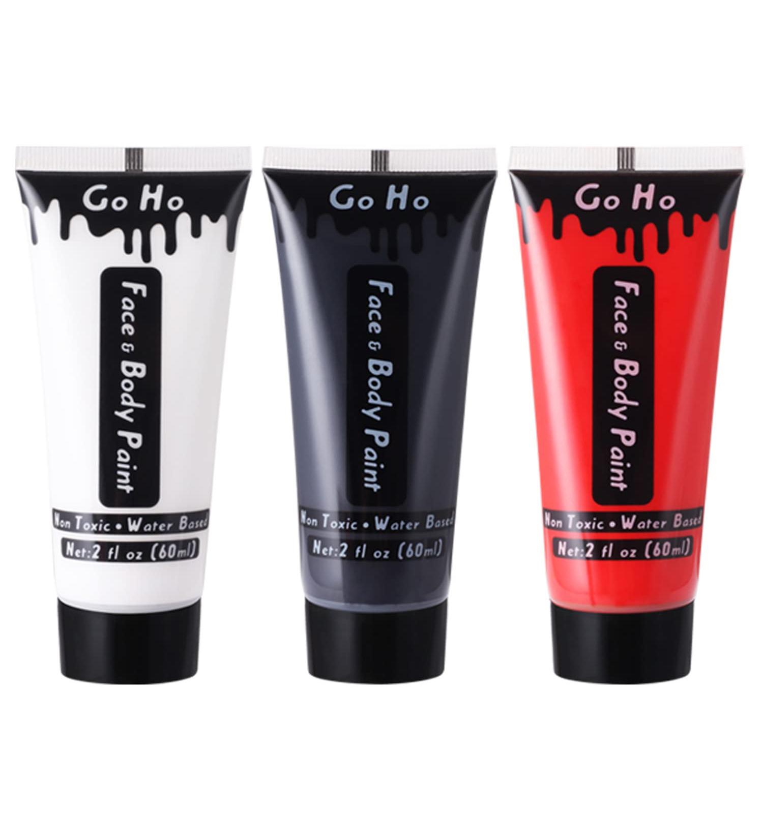 Go Ho Clown White Black Red Face Body Paint (6 oz) - Non-Toxic Water-Based Makeup for Halloween, Cosplay & Dress Up - Buy Online on SooperMarket.com