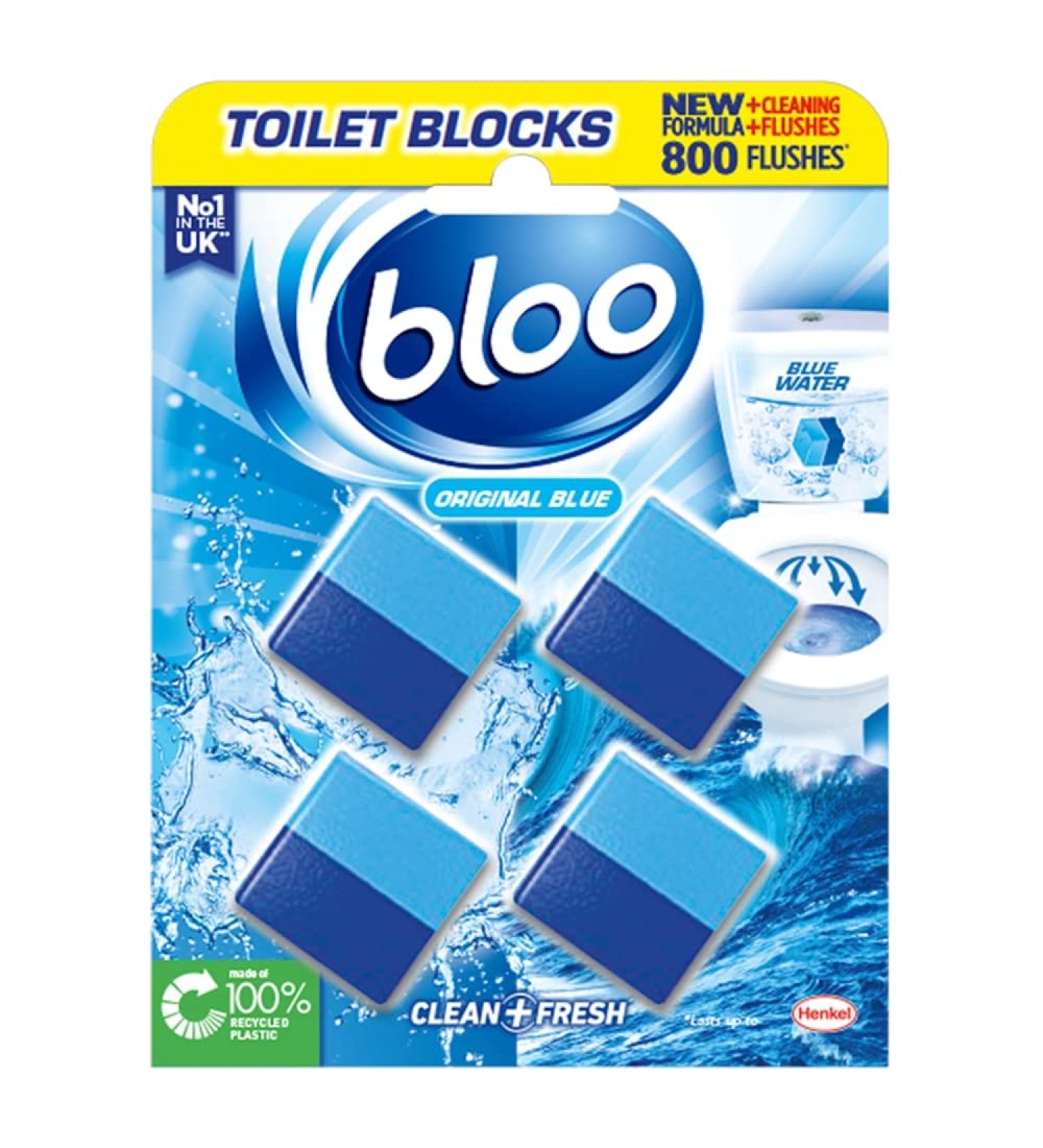 Bloo Toilet Block Original Blue Coloured Water In Tank Blocks 4 x Cleaning blocks. 1 count (Pack of 4)