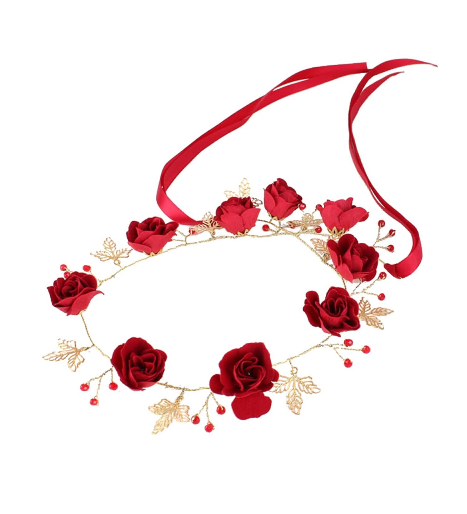 minkissy Red Headband Bridal Head Headgear Miss Nationality Accessories Red - Buy Online on SooperMarket.com