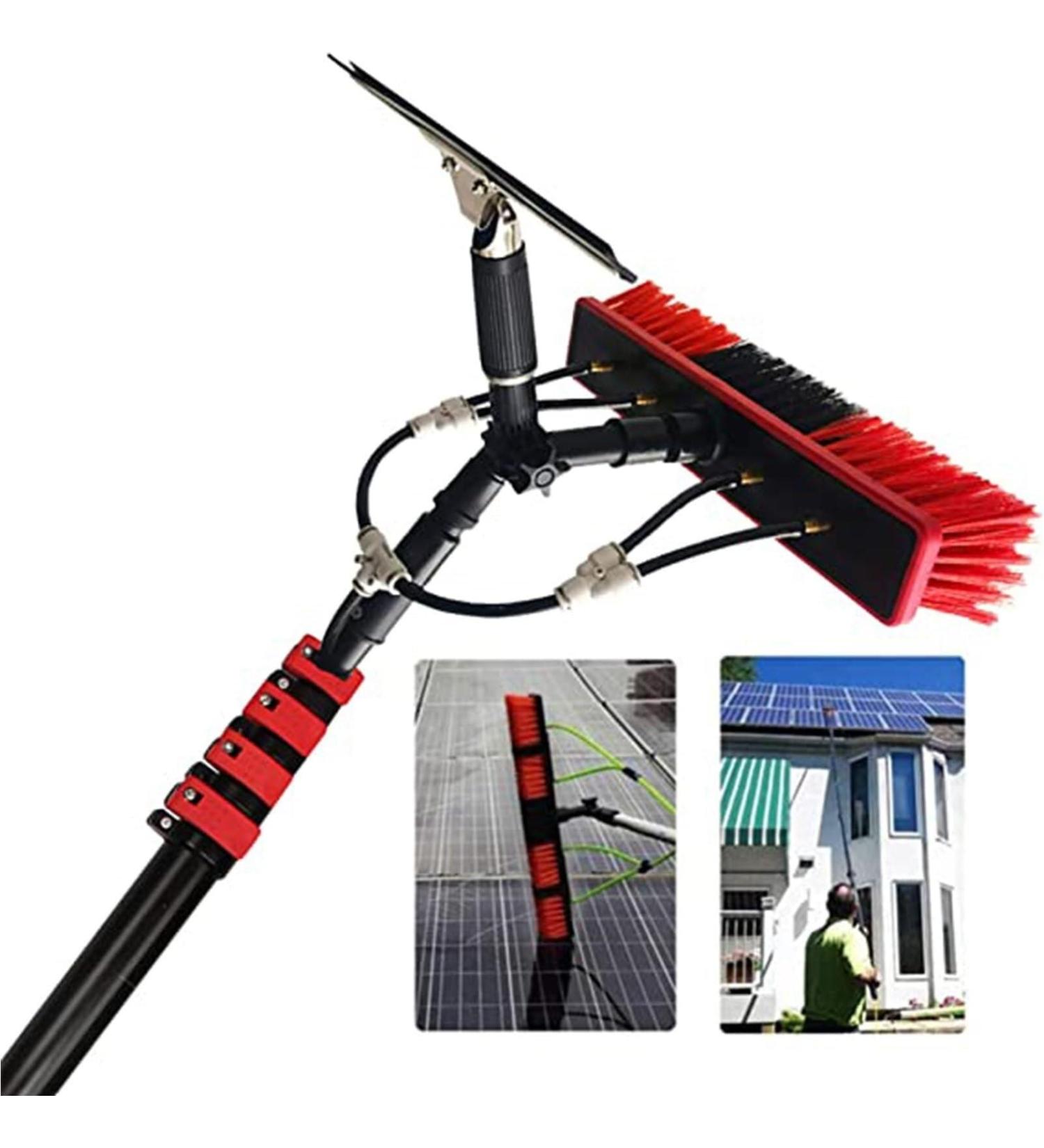Water Fed Pole Outdoor Window Cleaner Water Fed Brush W/Squeegee Window Cleaning Solution with Extension Pole for Indoor/Outdoor Glass 35cm Brush Head 12M/39FT - Buy Online on SooperMarket.com
