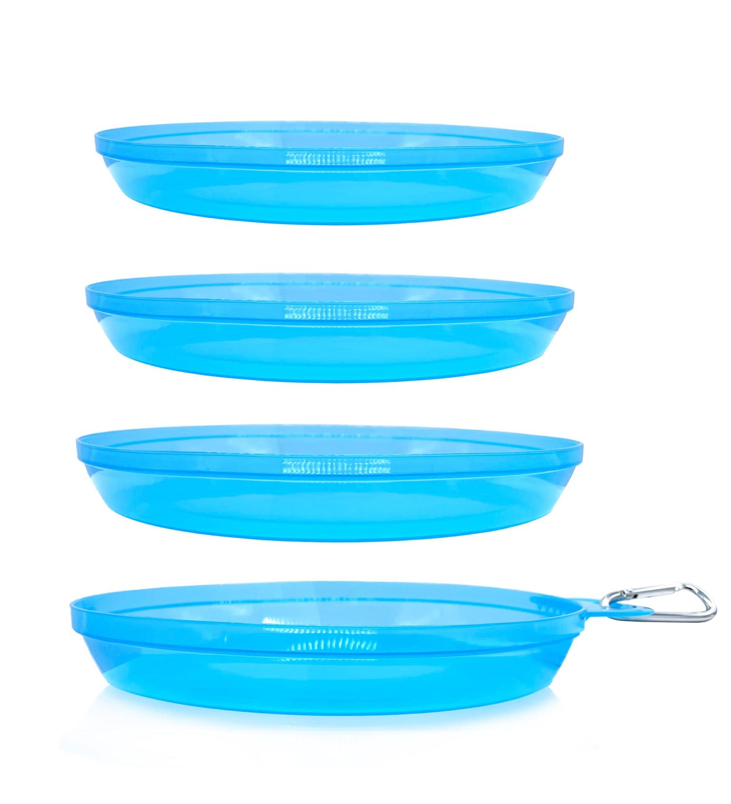 Sun Company Zero Plates - 4-Pack Stackable Nesting Plates for Camping | Dishwasher-Safe Dinnerware for Backpacking & RV | Space-Saving Travel Mess Kit (Blue Ice) - Buy Online on SooperMarket.com
