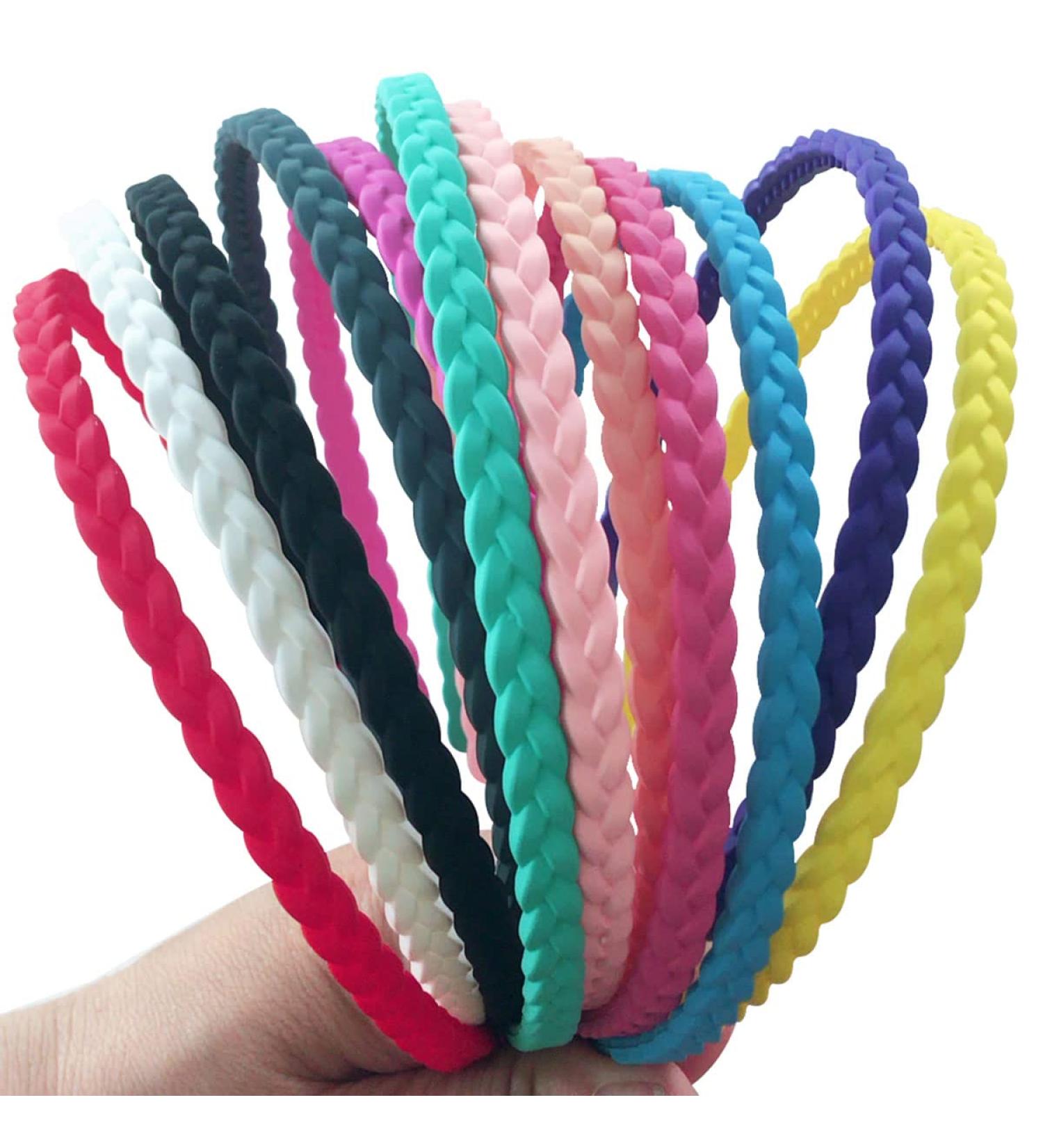 Pack of 12 Thin Hair Bands for Girls & Women - Yazon Model 2 Plastic with Teeth Narrow | International Shipping Available - Buy Online on SooperMarket.com