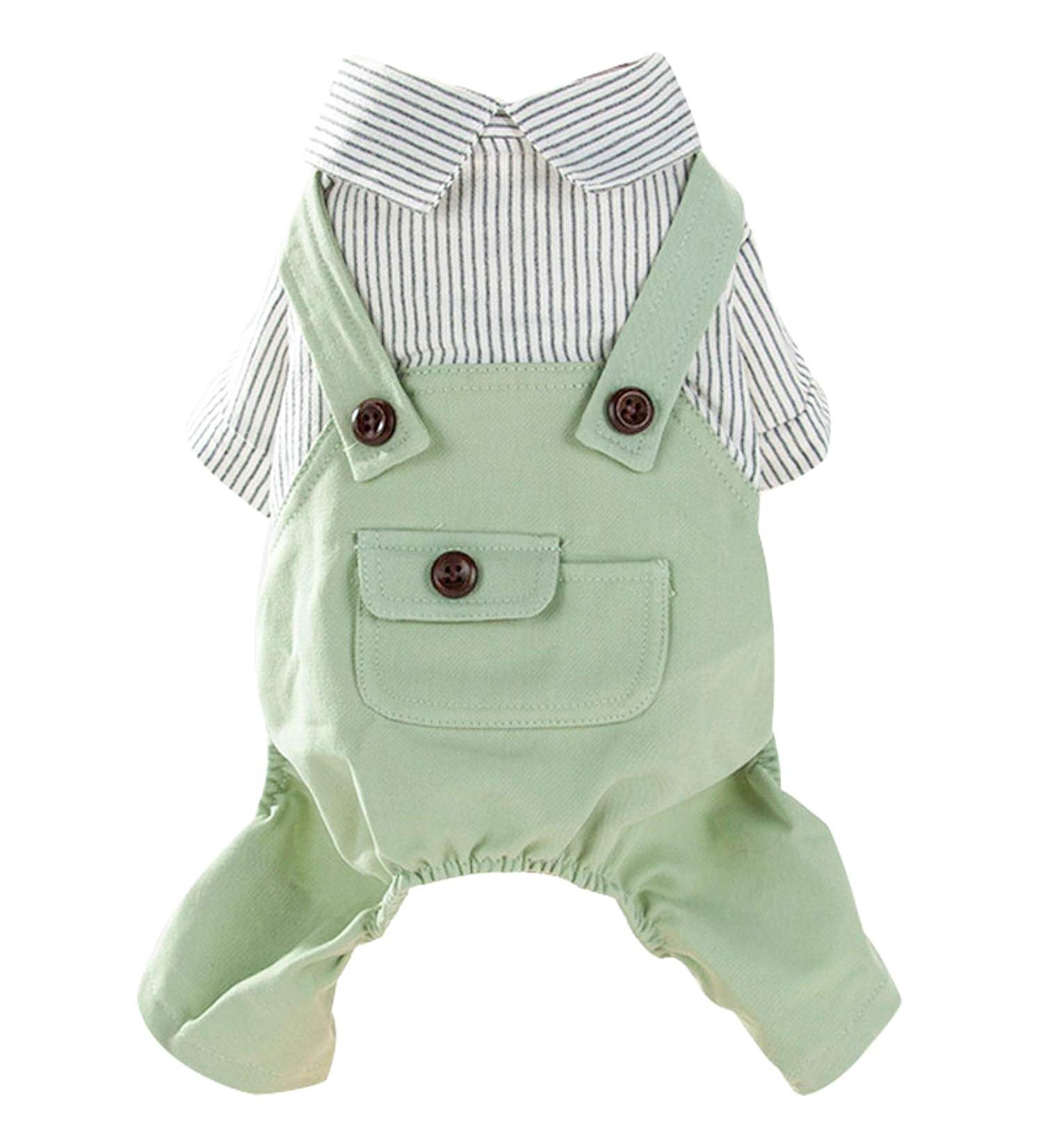 HOODDEAL Dog Striped Shirts Cozy Breathable Denim Overalls Pet Jumpsuit Cute Stretchy Puppy Christmas Costumes Outfits (XL  Green) XL Green - Buy Online on SooperMarket.com