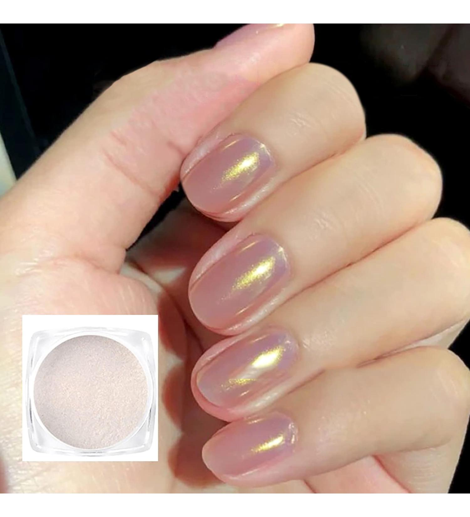 4 Pcs White Iridescent Aurora Chrome Nail Powder Set - Mermaid, Pearl, Chameleon & Manicure Pigment - Buy Online on SooperMarket.com