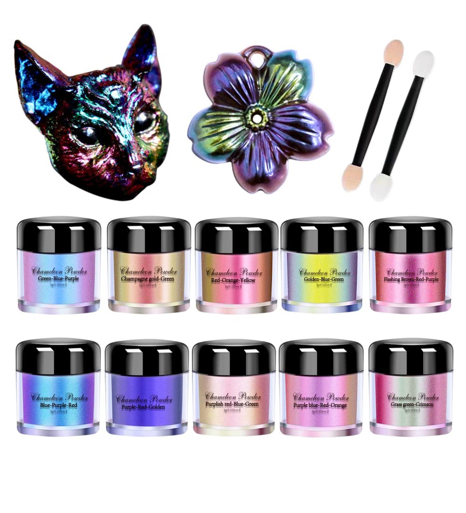 OSBANG Chameleon Mica Powder - Color Shift Pigment for Epoxy Resin, Soap Making, Bath Bombs - 10 Colors (0.1oz/jar) - Buy Online on SooperMarket.com