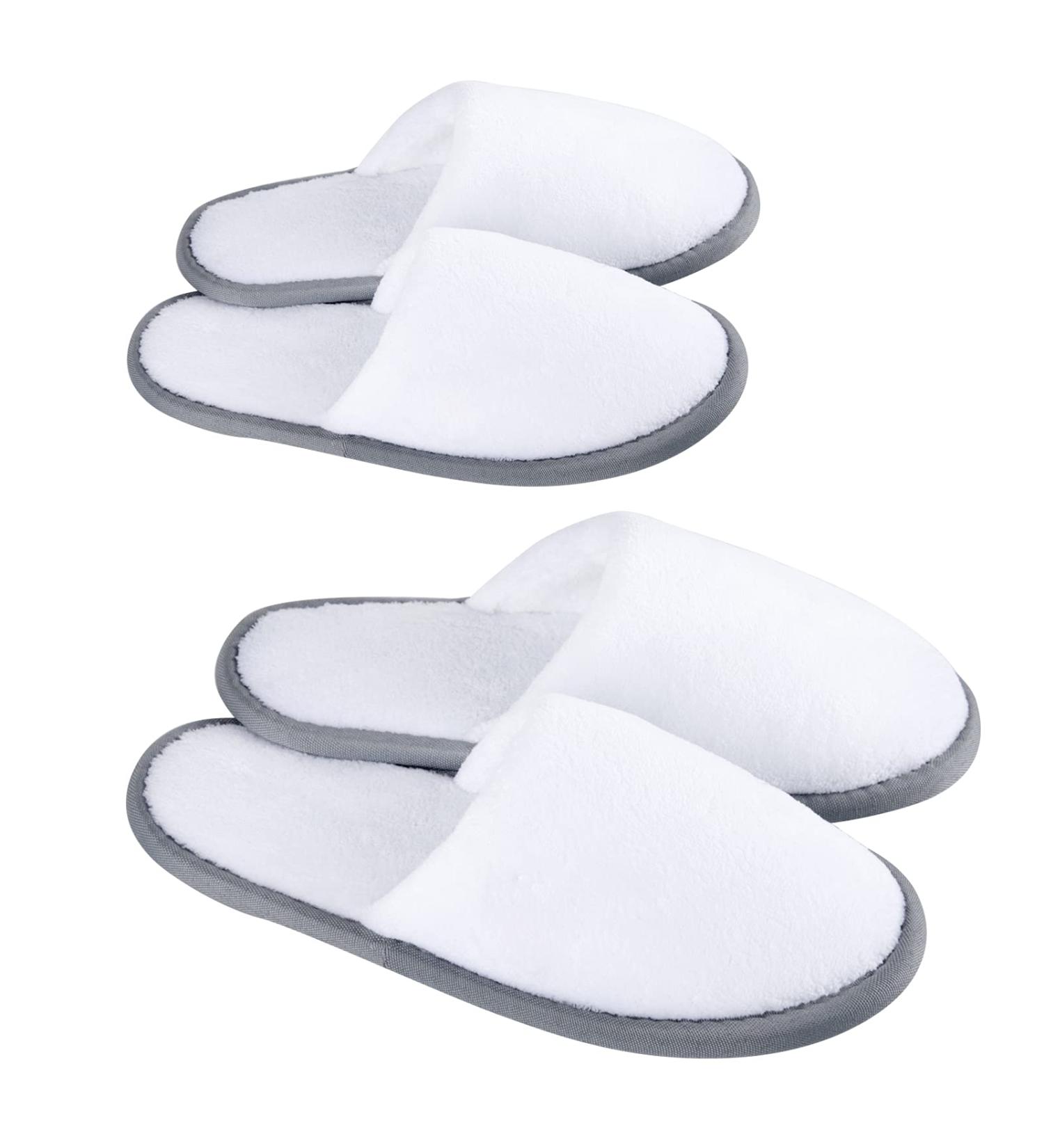 Spa Slippers Closed Toe - 12 Pairs Disposable Hotel Indoor Fluffy Coral Fleece - White 12 Pair Pack - Buy Online on SooperMarket.com