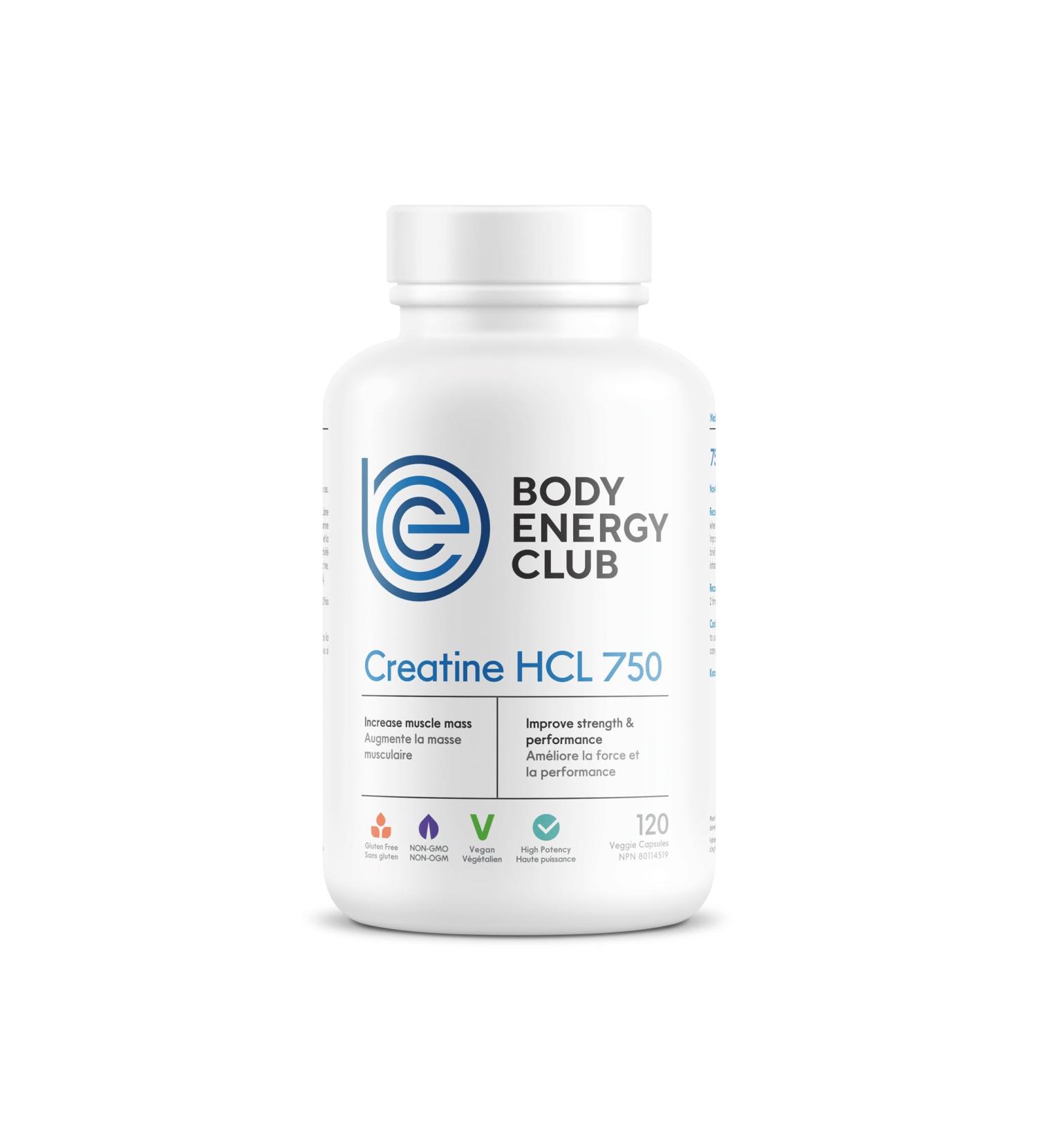 Body Energy Club Creatine HCL - Superior Solubility for Rapid Absorption - Enhanced Muscle Performance & Lean Muscle Gains - No Water Retention Easy on Digestion - 750mg Capsules - Buy Online on SooperMarket.com