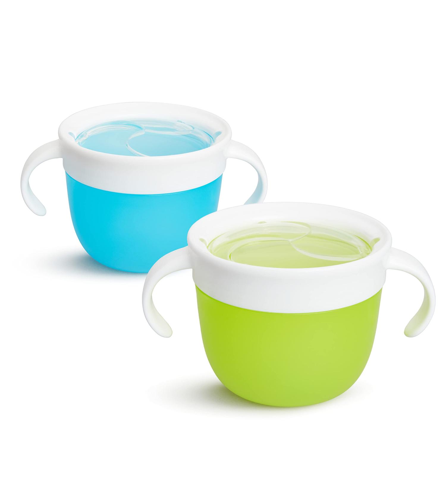 Munchkin Snack Box for Babies & Toddlers | Foldable BPA-Free Snack Cup | Leak-Proof Food Container - 2 Pack (Blue/Green) - Buy Online on SooperMarket.com