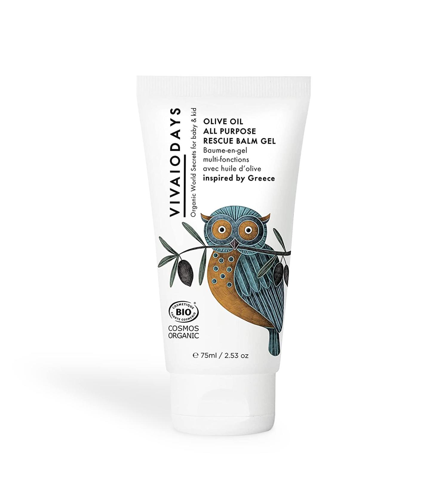 VIVAIODAYS Olive Oil Rescue Balm Gel - 100% Natural & Organic | Prevent Diaper Rash, Relieve Eczema | Face Moisturizer | COSMOS Certified | Safe for All Ages | 75ml - Buy Online on SooperMarket.com