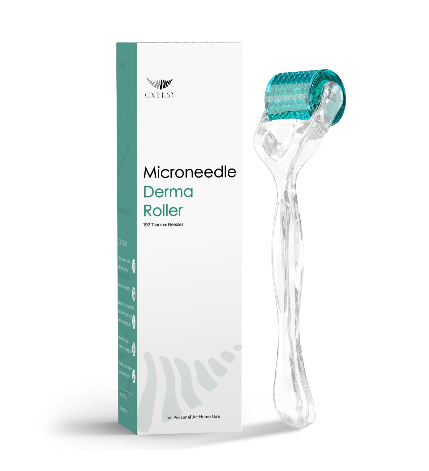 Buy Derma Roller Microneedle 192 Titanium Needles - Crystal Blue Face & Beard Roller for Home Use - Buy Online on SooperMarket.com
