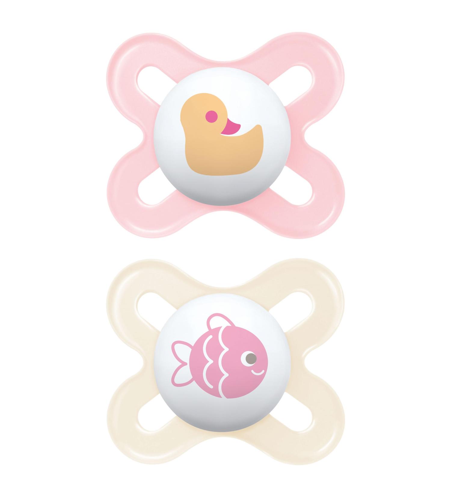 MAM Schnuller Start S152 - Pink Silicone Pacifier for Newborns 0-2 Months (2 Pack) with Sterilizable Box - Ideal for Babies - Spanish Version - Buy Online on SooperMarket.com