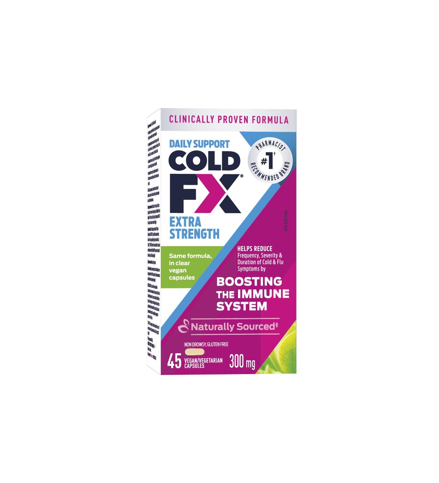 COLD-FX Extra Strength Ginseng Extract Reduce Chance Cold and Flu Support Immune System - 45 Vegan Capsules - Buy Online on SooperMarket.com