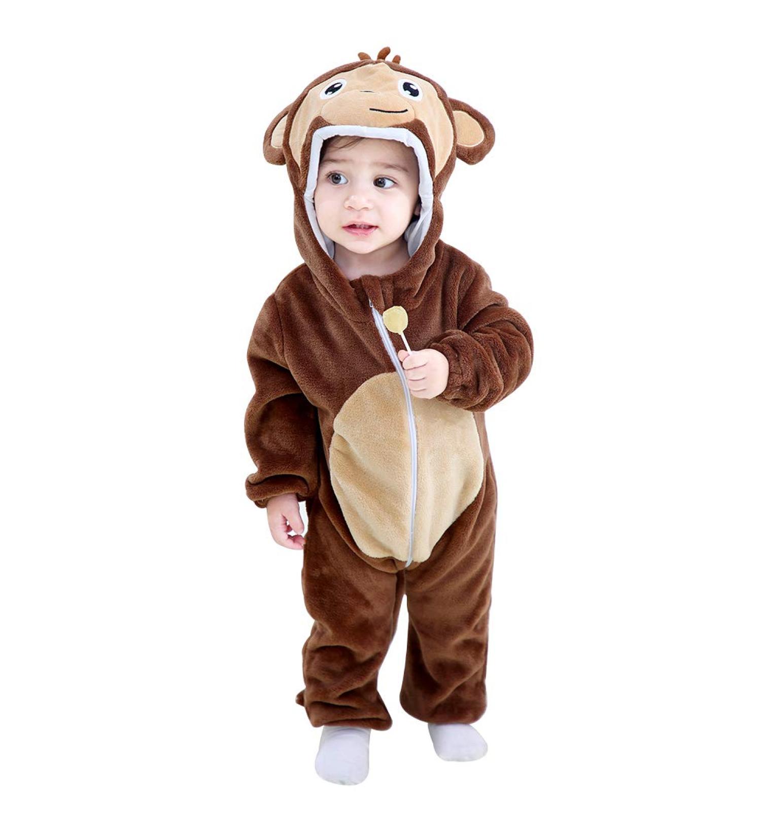COOKY.D Unisex Winter Animal Hooded Baby Romper - 18-24 Months, Dark Brown - Buy Online on SooperMarket.com