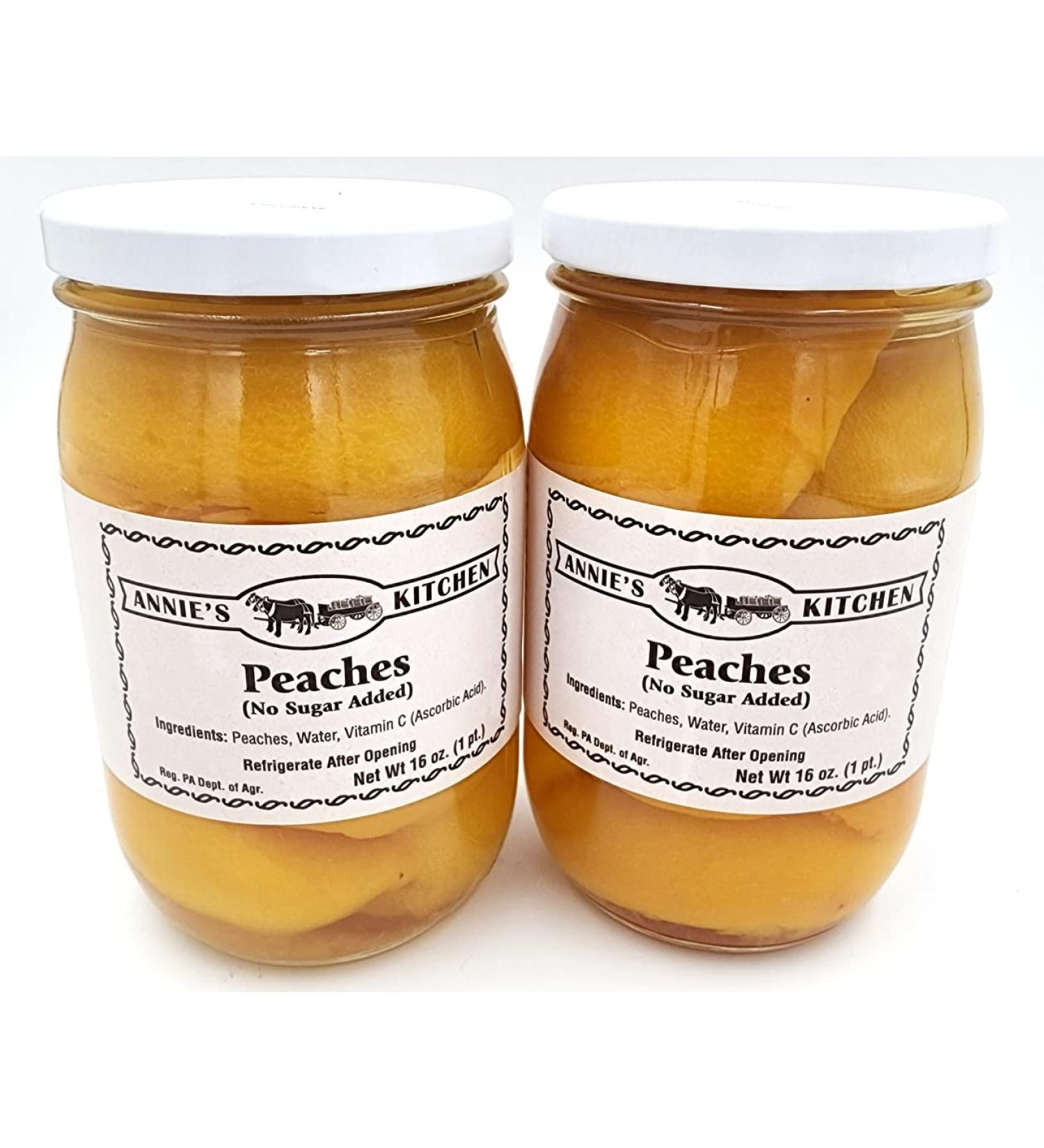 Annie's Amish Kitchen Pickled Peaches - No Sugar Added, All-Natural, Handmade - 2 Pack, 16oz Jars - Buy Online on SooperMarket.com