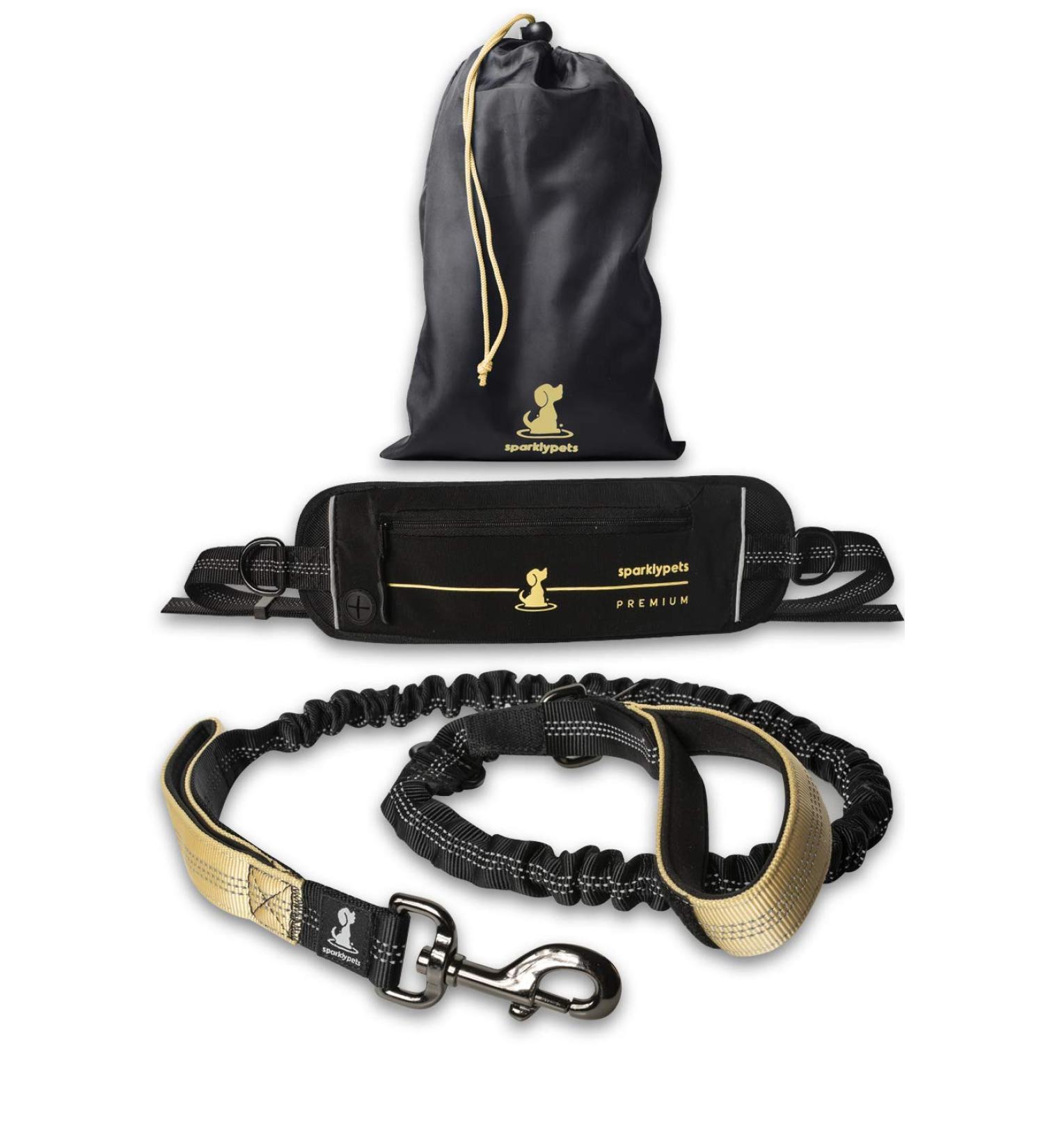 Premium 2-in-1 Jogging Leash & Normal Dog Leash for Medium & Large Dogs | Double Handle & Belly Belt for Jogging Hiking & Walking - Buy Online on SooperMarket.com