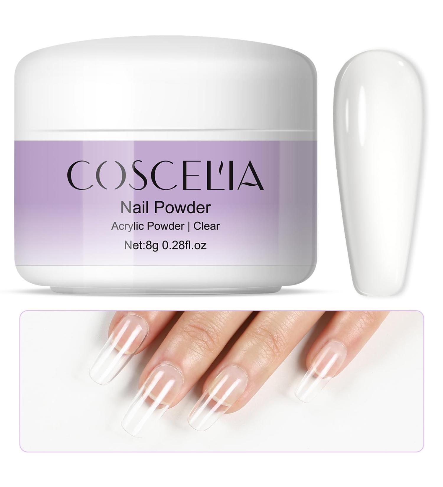 Coscelia 8G Clear Acrylic Powder French Nail Art Powder System for Acrylic Nails Extension DIY at Home Long-Lasting No Needed Nail Lamp Cured - Buy Online on SooperMarket.com