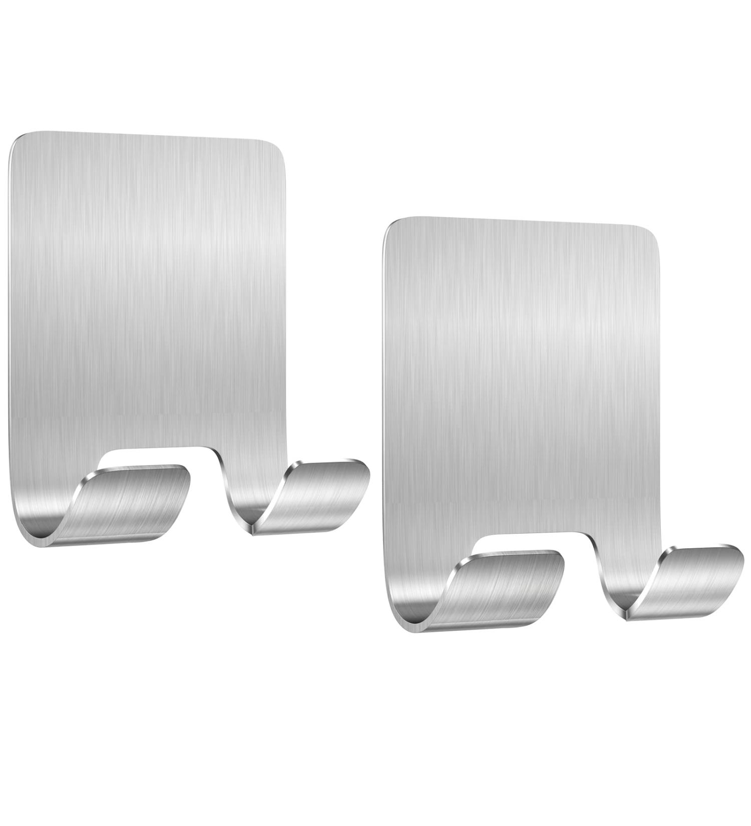 Boxing Razor Bracket Shower | Multi-Purpose Stainless Steel Hooks for Bathroom & Kitchen | Self-Adhesive No Drilling Towel Holder - 2 Piece Set - Buy Online on SooperMarket.com