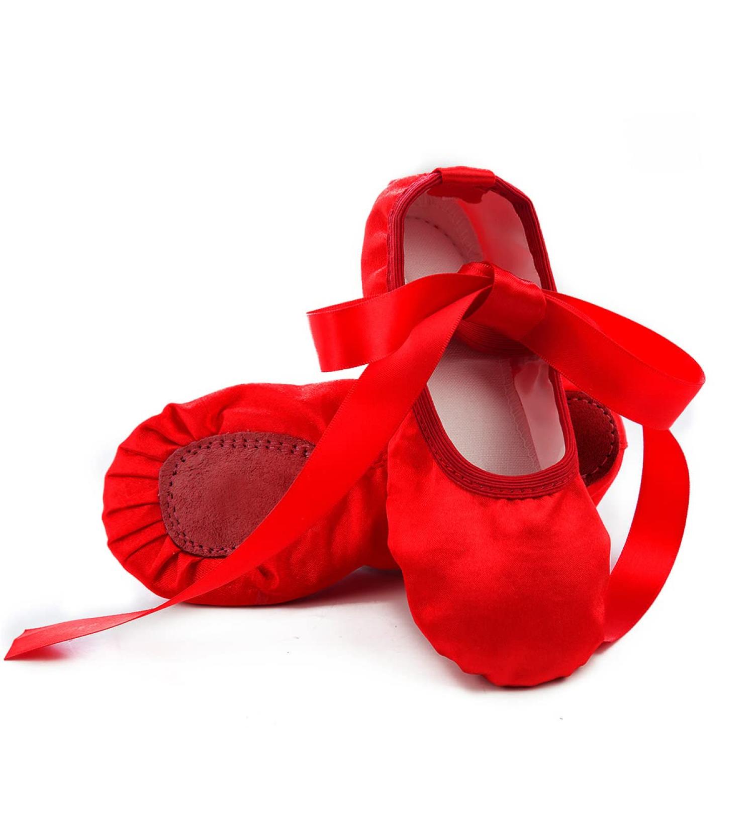 iCKER Girls Pink Satin Ballet Dance Shoes Split Sole - Size 10 Toddler Red - Buy Online on SooperMarket.com