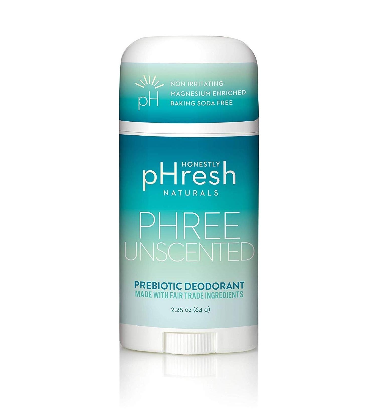 Honestly pHresh Natural Prebiotic Deodorant Baking Soda & Aluminum Free Safe for Sensitive Skin 24 Hour Odor Protection 2.25 Oz pHree Unscented