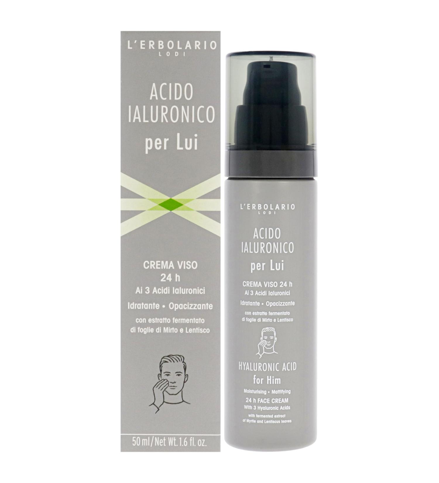 LErbolario Hyaluronic Acid Moisturisin Mattifying Face Cream for Men - 1.6 oz Cream