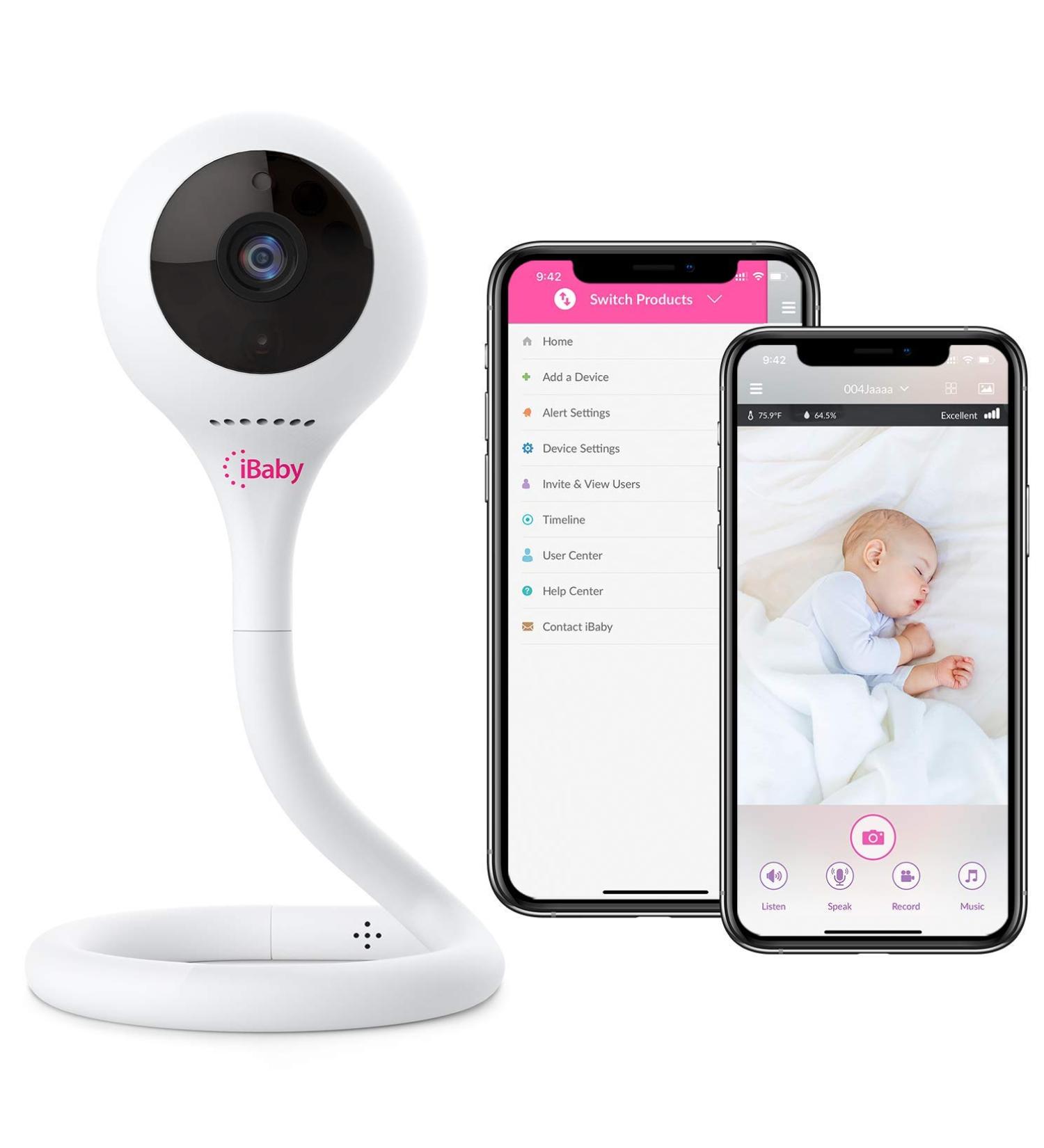 iBaby M2C WiFi Baby Monitor Camera 1080P FHD Audio Night Vision Wall Mount Kit | 2021 Updated HD Video & Audio Quality with Motion Crying Alerts | White M2C with Flexible Tail - Buy Online on SooperMarket.com