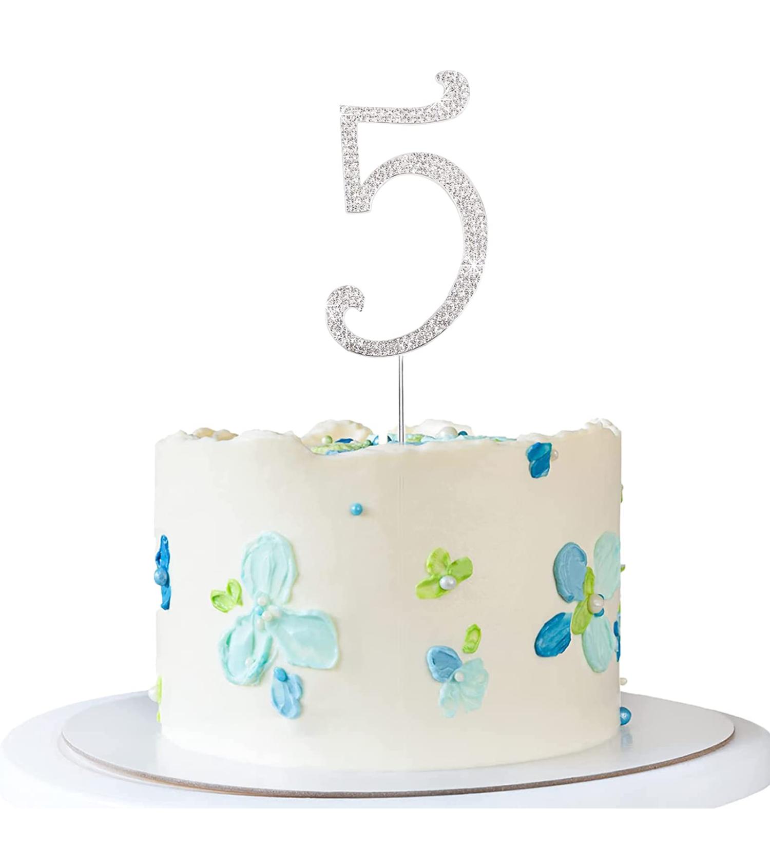 Silver Rhinestone Happy Birthday Cake Topper - Elegant Cake Decoration | International Shipping Available - Buy Online on SooperMarket.com
