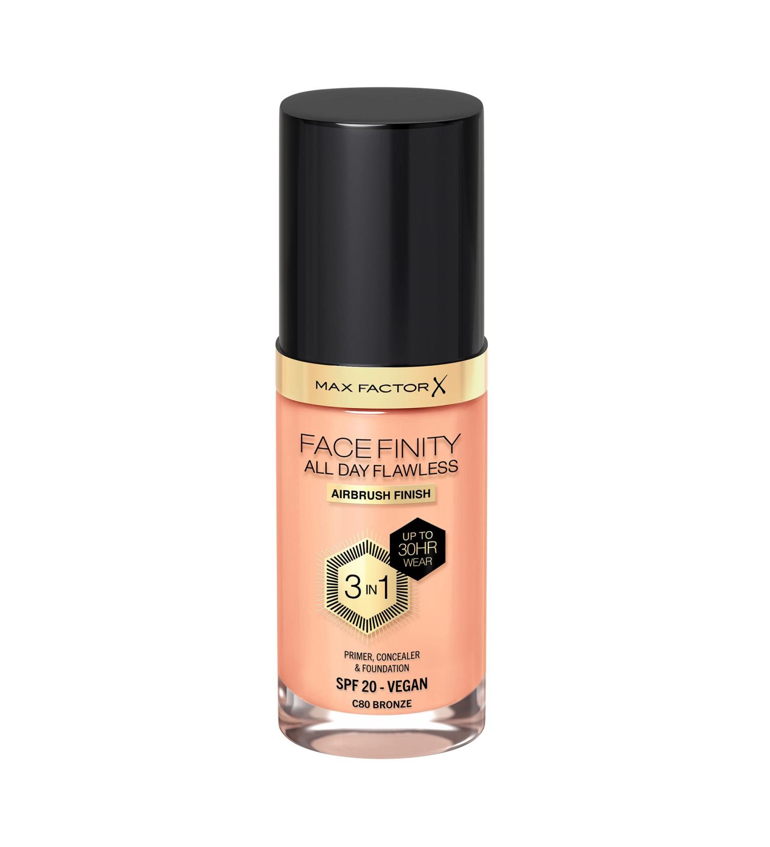 Max Factor Facefinity 3-in-1 All Day Liquid Foundation SPF 20 - 80 Bronze 30ml - Buy Online on SooperMarket.com