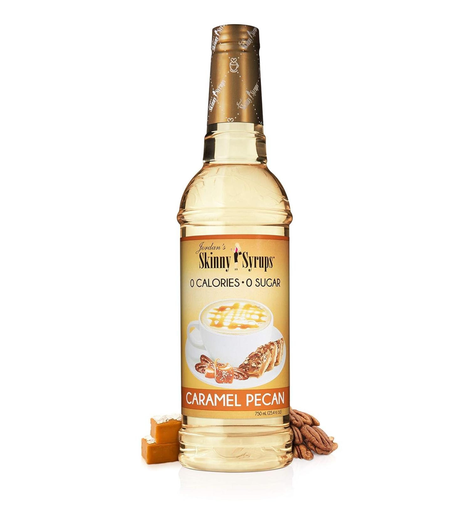 Jordan's Skinny Syrups Sugar-Free Coffee Syrup Caramel Pecan Flavoring for Chai Latte Protein Shake and More - Zero Calorie Gluten-Free Keto Friendly - 750ml (25.4 Fl Oz) - Buy Online on SooperMarket.com