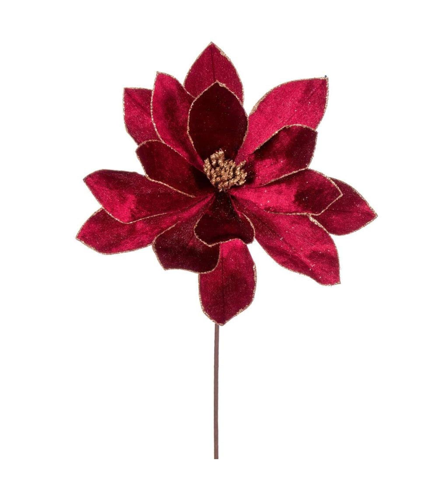 Vickerman 705322-22" Burgundy Velvet Sheen Glitter Trim Poinsettia Spray (4 Pack) (RG223365)